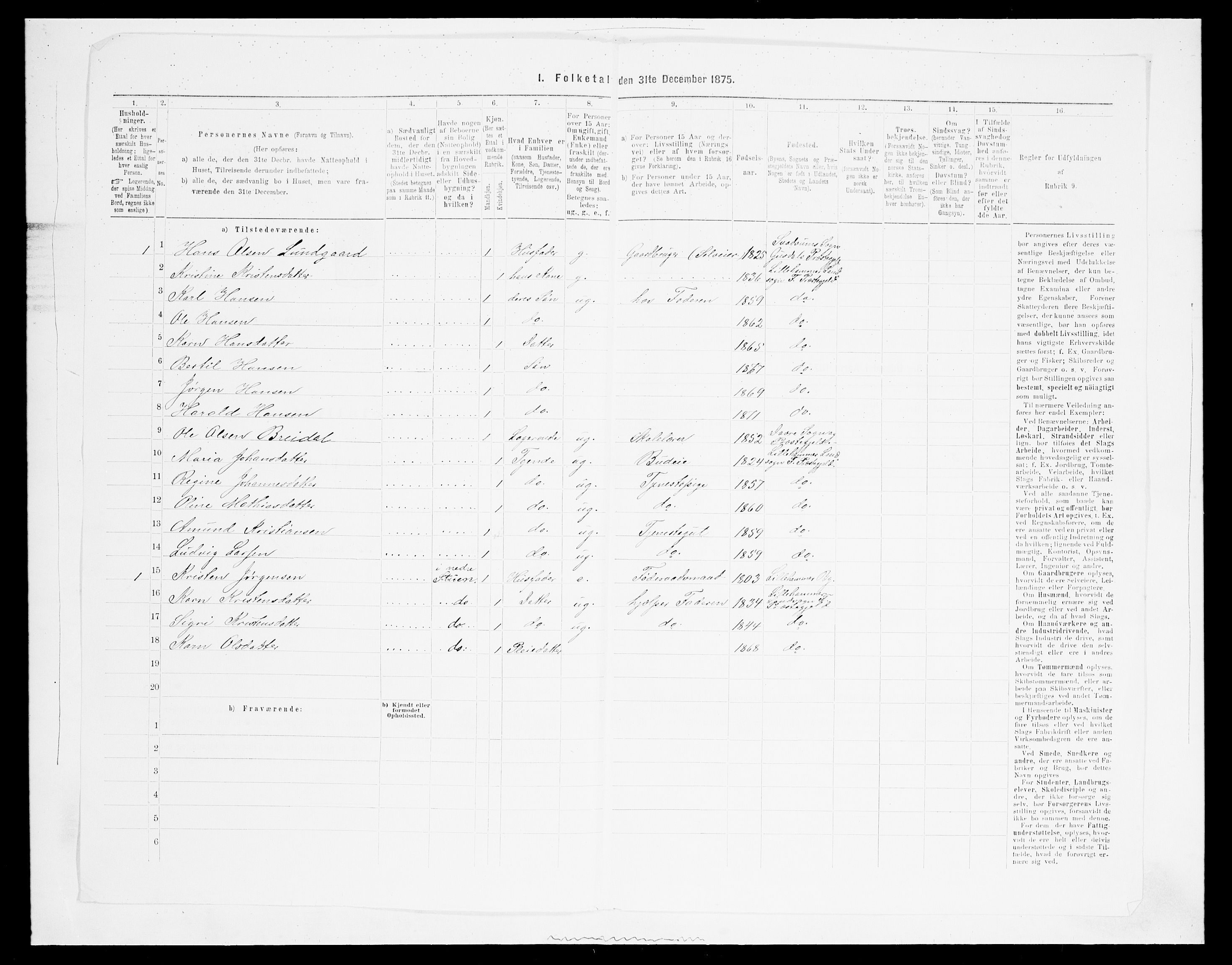 SAH, Folketelling 1875 for 0524L Fåberg prestegjeld, Fåberg sokn og Lillehammer landsokn, 1875, s. 583