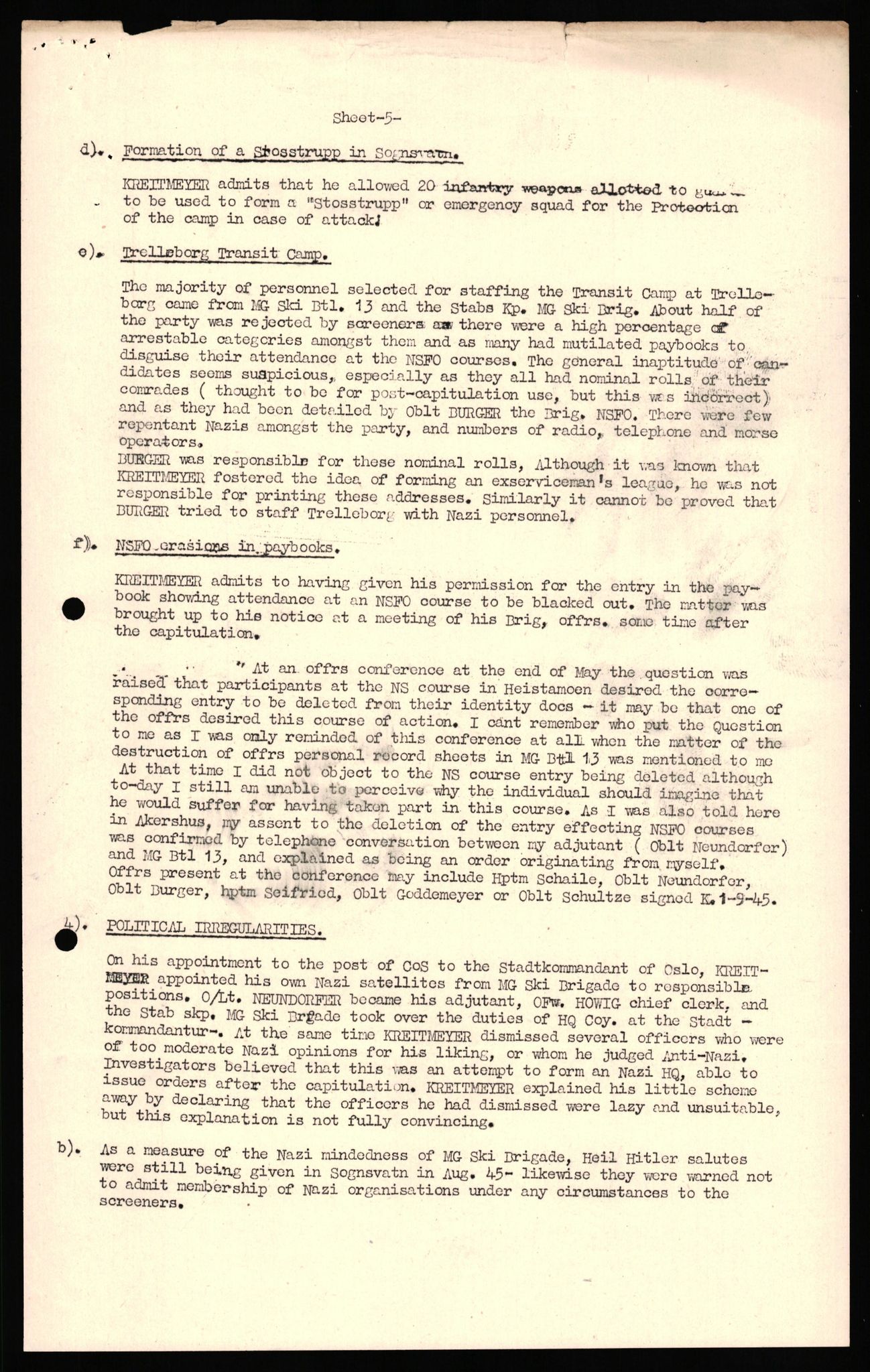 Forsvaret, Forsvarets overkommando II, AV/RA-RAFA-3915/D/Db/L0034: CI Questionaires. Tyske okkupasjonsstyrker i Norge. Tyskere., 1945-1946, s. 148