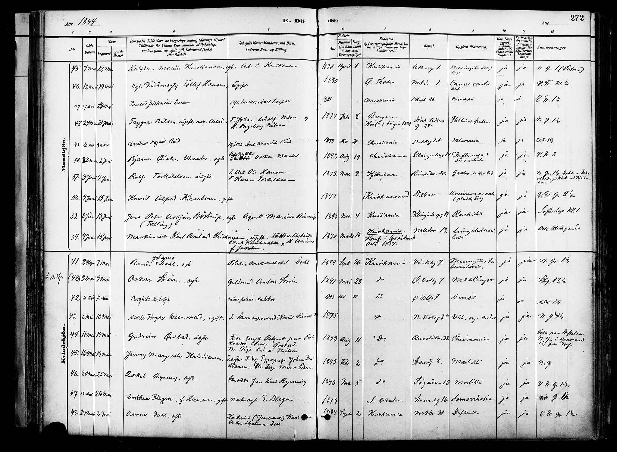 Johannes prestekontor Kirkebøker, AV/SAO-A-10852/F/Fa/L0004: Ministerialbok nr. 4, 1883-1907, s. 272