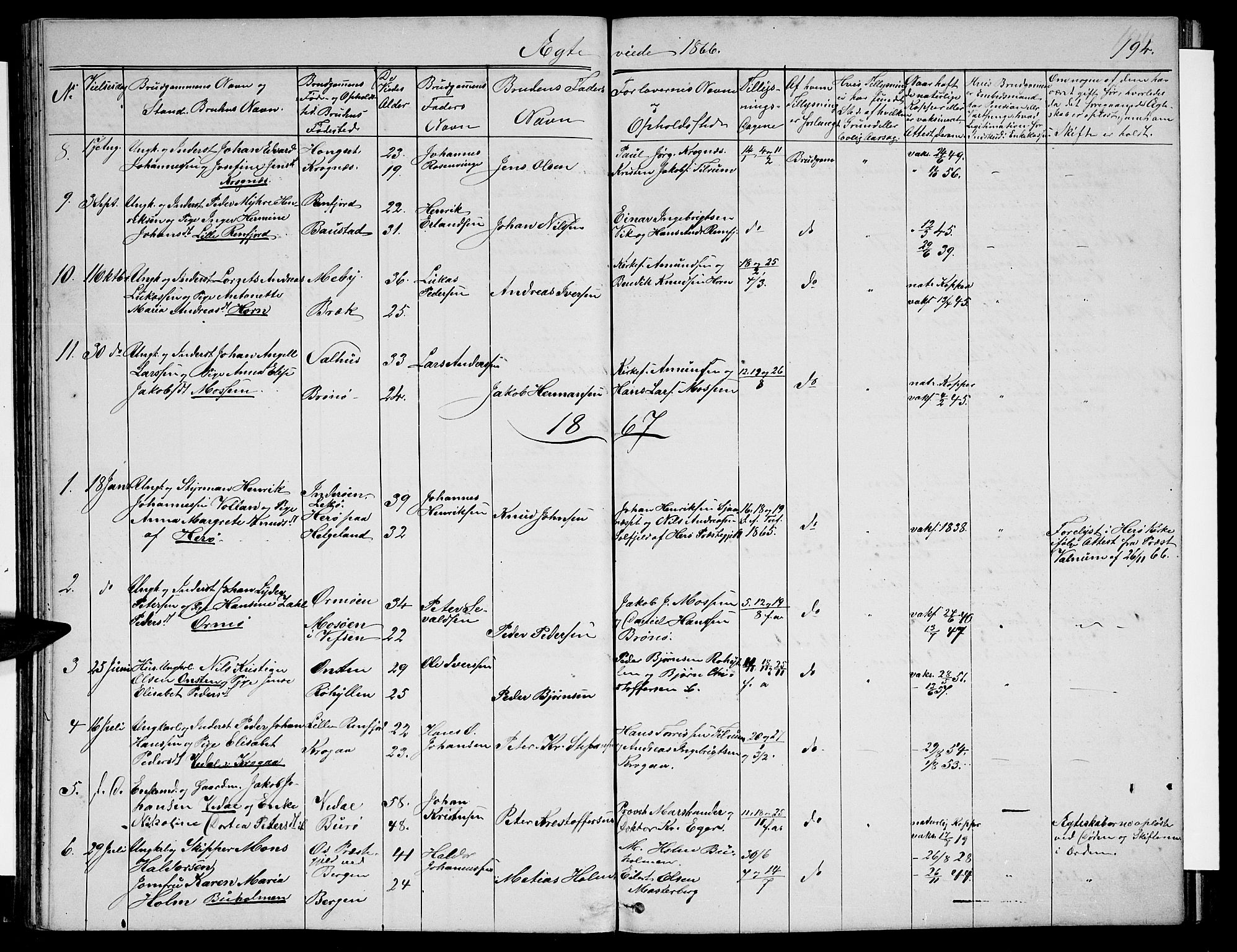 Ministerialprotokoller, klokkerbøker og fødselsregistre - Nordland, SAT/A-1459/813/L0212: Klokkerbok nr. 813C04, 1864-1886, s. 194