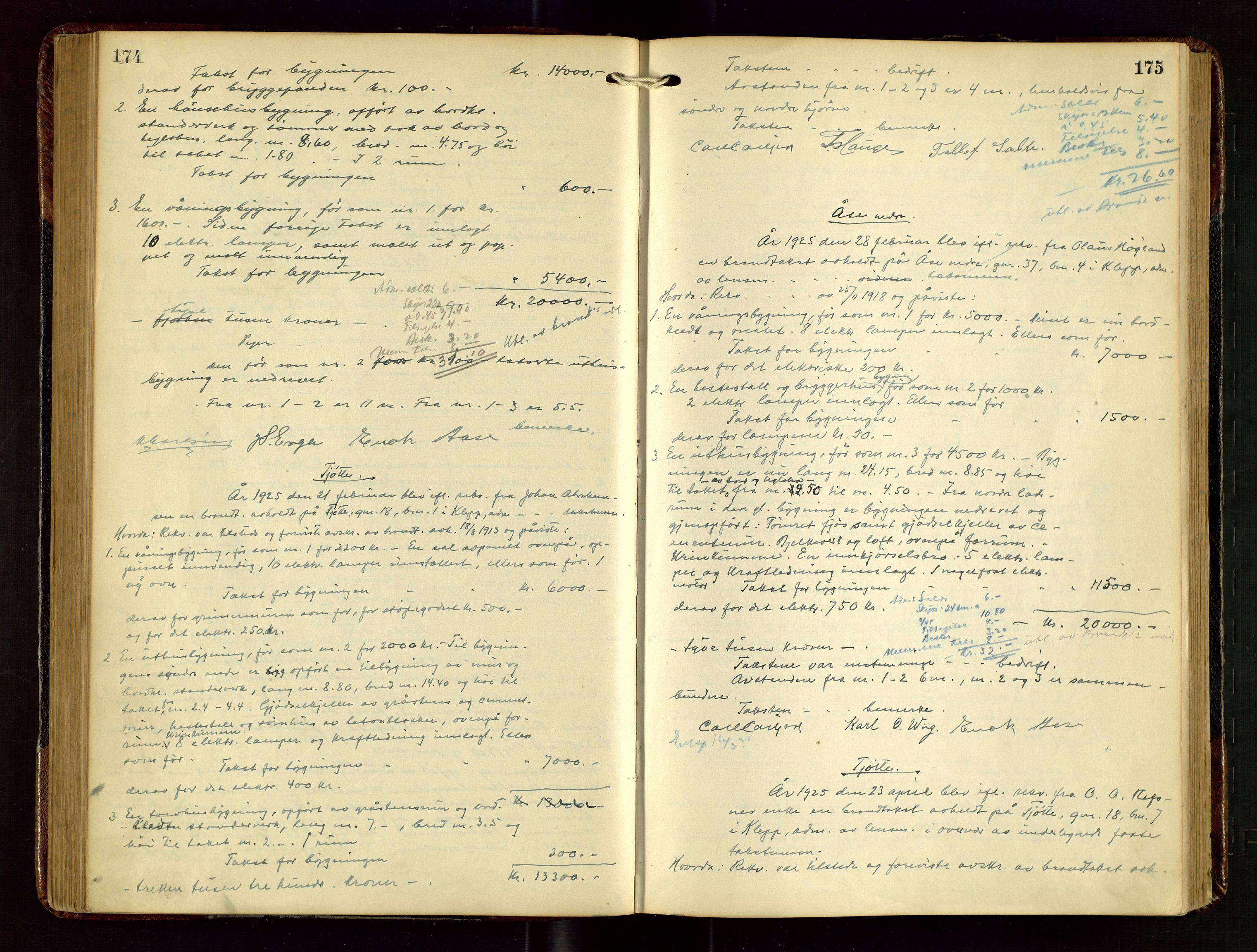 Klepp lensmannskontor, AV/SAST-A-100163/Gob/L0003: "Brandtakstprotokol", 1919-1939, s. 174-175