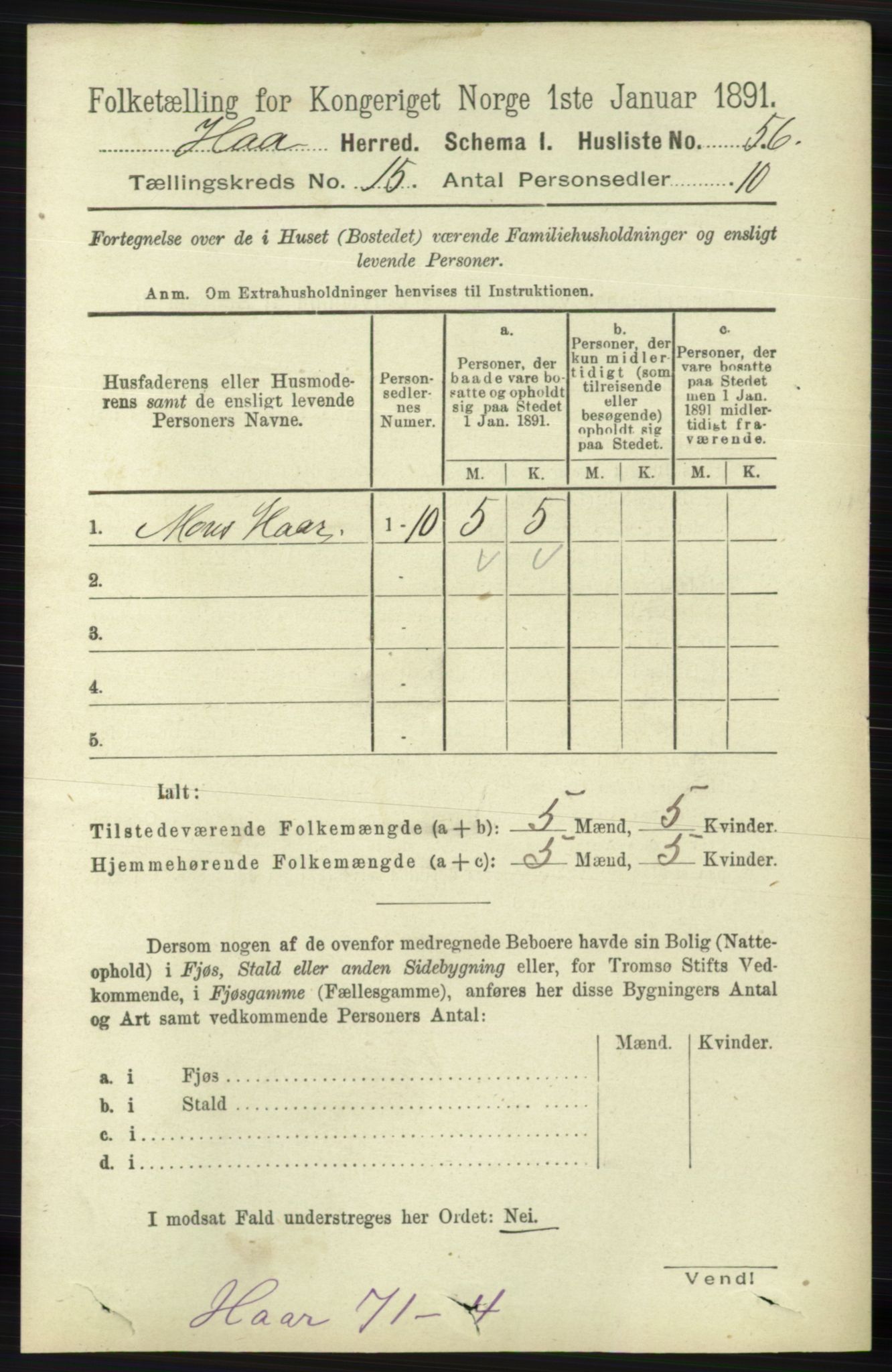 RA, Folketelling 1891 for 1119 Hå herred, 1891, s. 3635