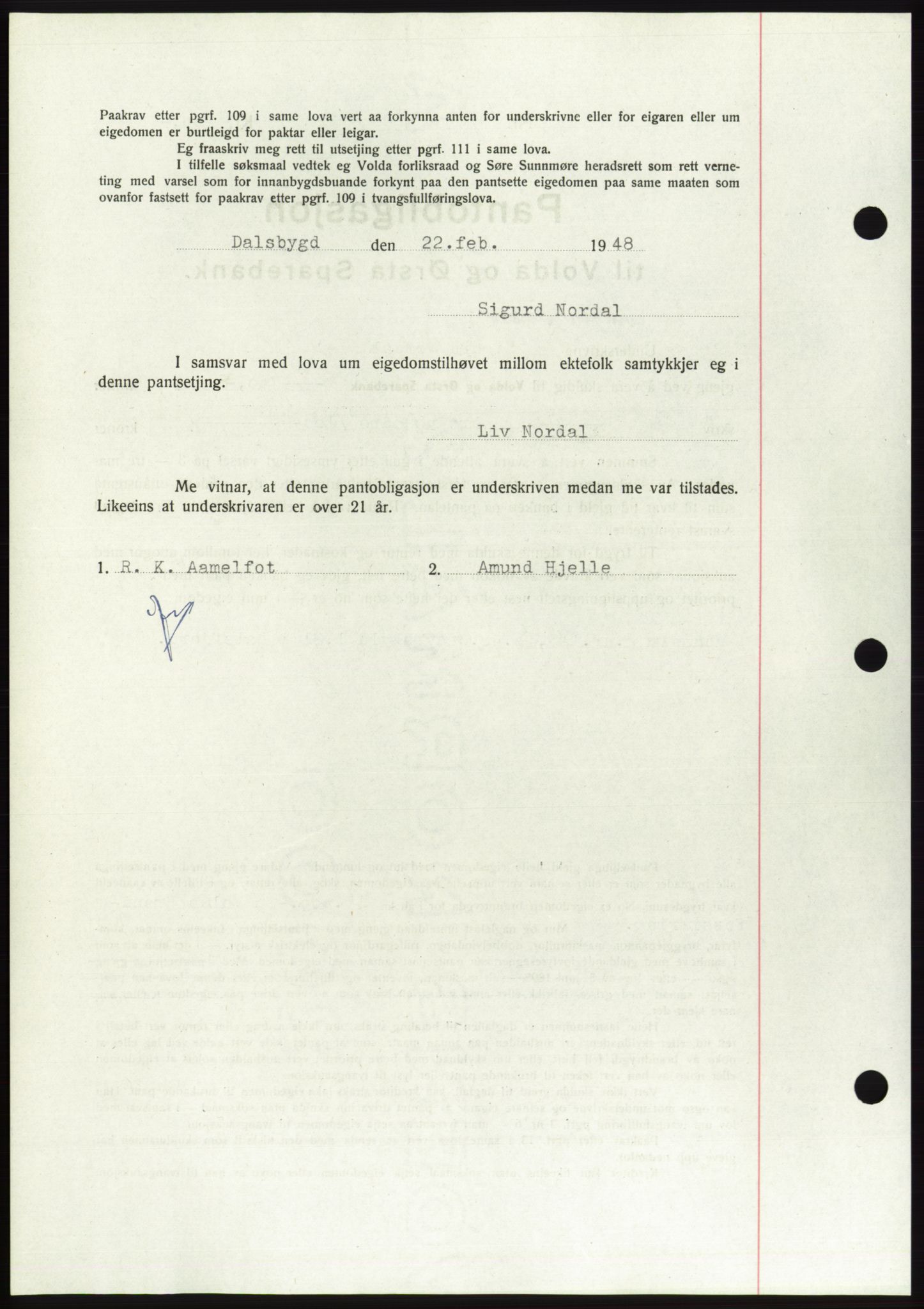 Søre Sunnmøre sorenskriveri, AV/SAT-A-4122/1/2/2C/L0115: Pantebok nr. 3B, 1947-1948, Dagboknr: 242/1948