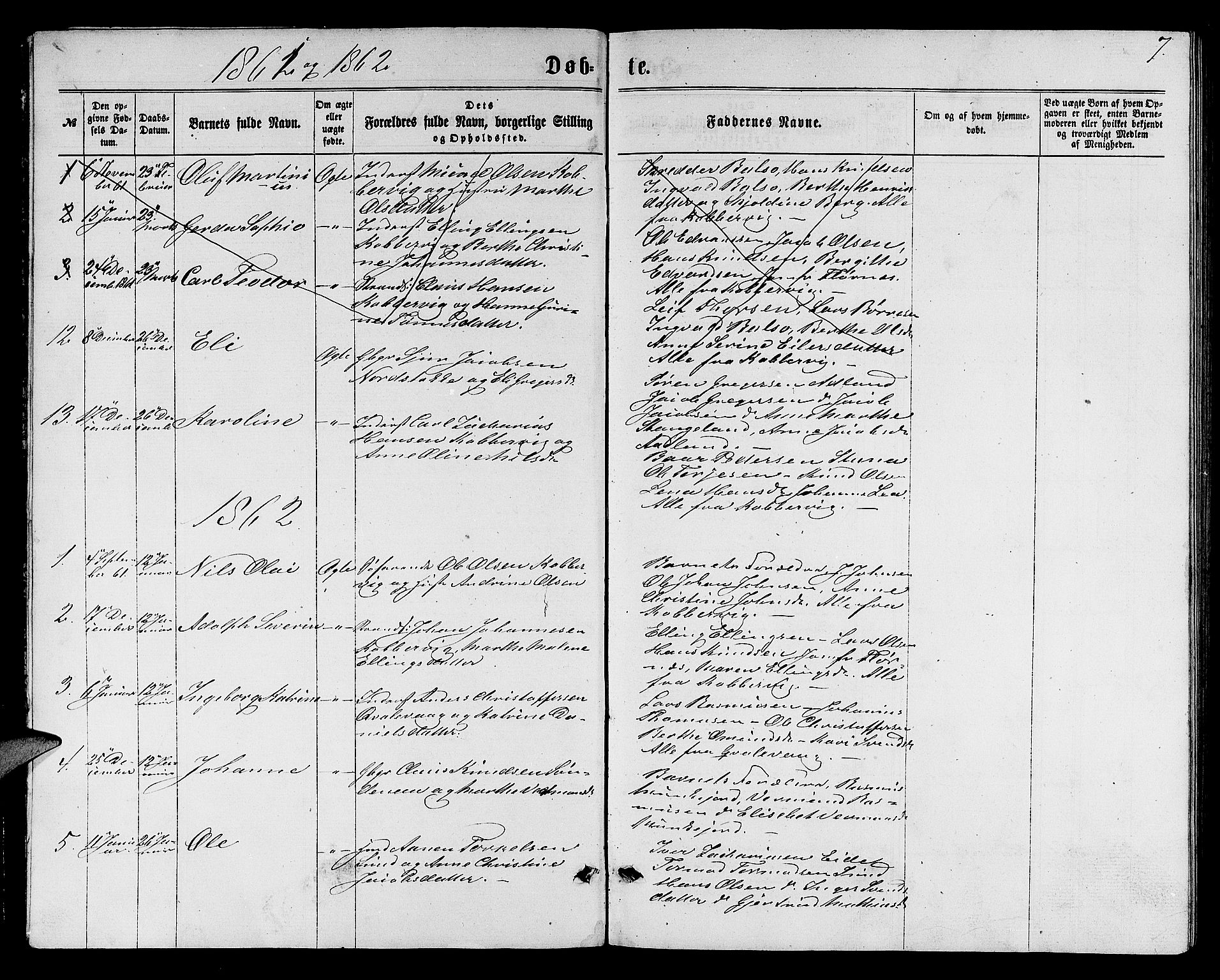 Avaldsnes sokneprestkontor, AV/SAST-A -101851/H/Ha/Hab/L0004: Klokkerbok nr. B 4, 1861-1876, s. 7