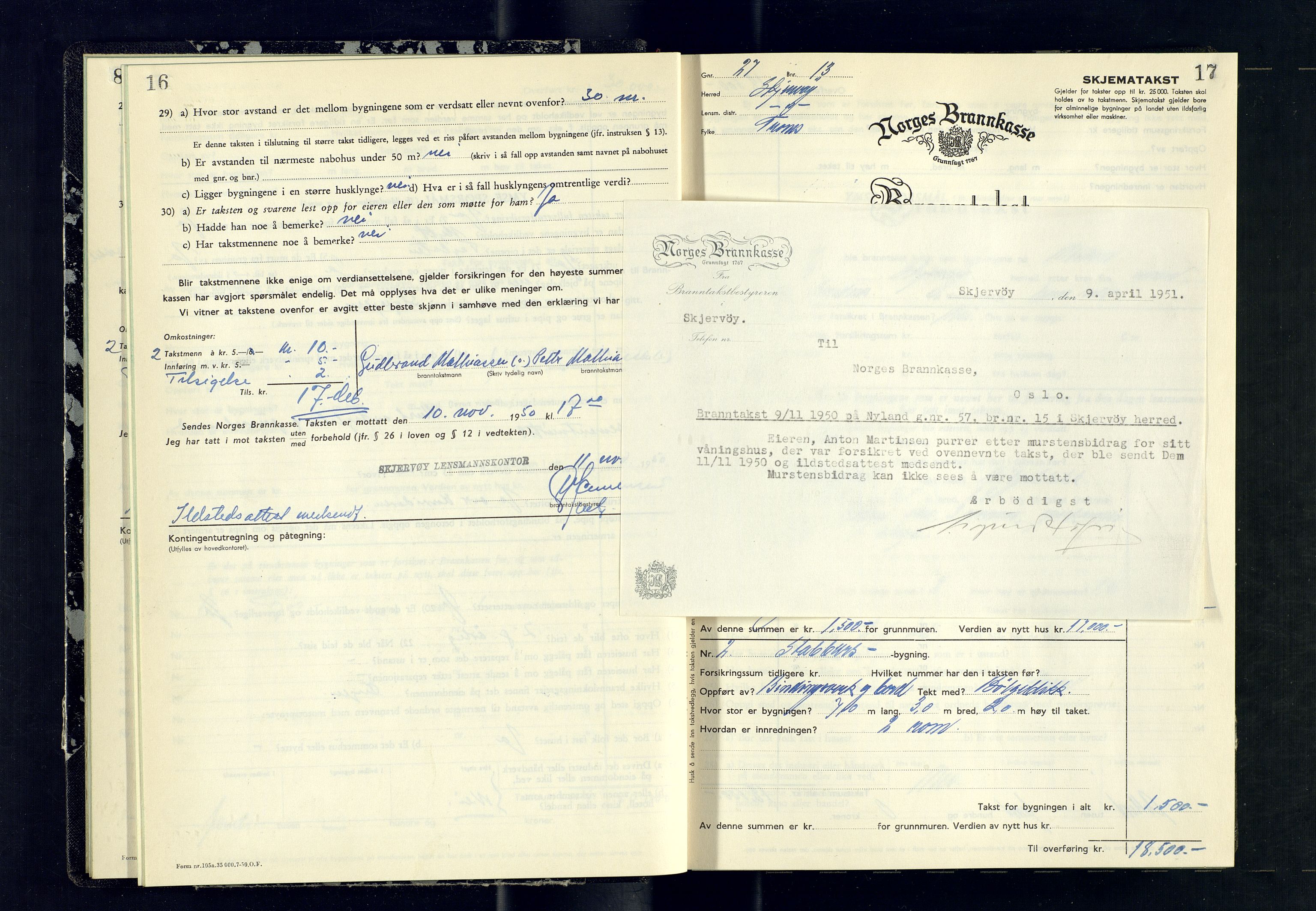 Skjervøy lensmannskontor, AV/SATØ-SATØ-63/F/Fu/Fub/L0275: Branntakstprotokoll (S), 1950-1951, s. 16-17