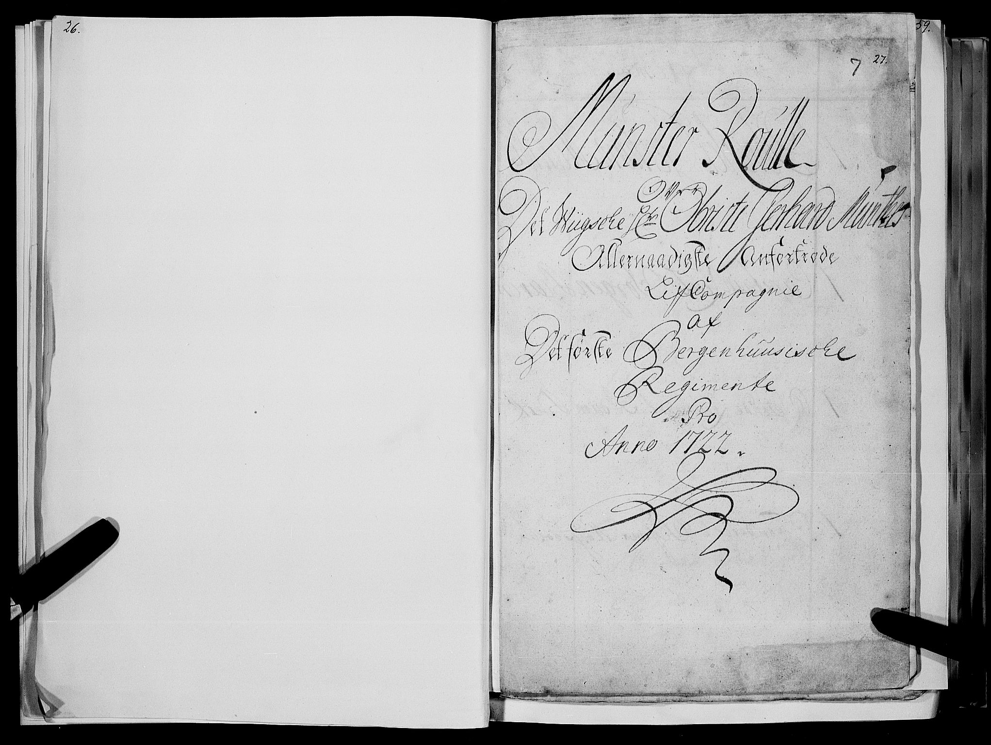 Stiftamtmannen i Bergen, AV/SAB-A-100006/F/Fc/L0004: Lnr. 1887: Militære manntall og ruller for Indre og Ytre Sogn, 1722-1748, s. 26-27