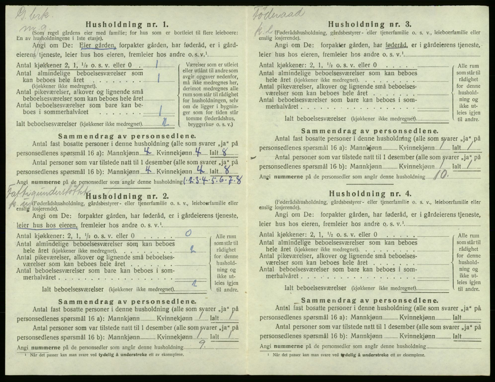 SAB, Folketelling 1920 for 1220 Bremnes herred, 1920, s. 1018