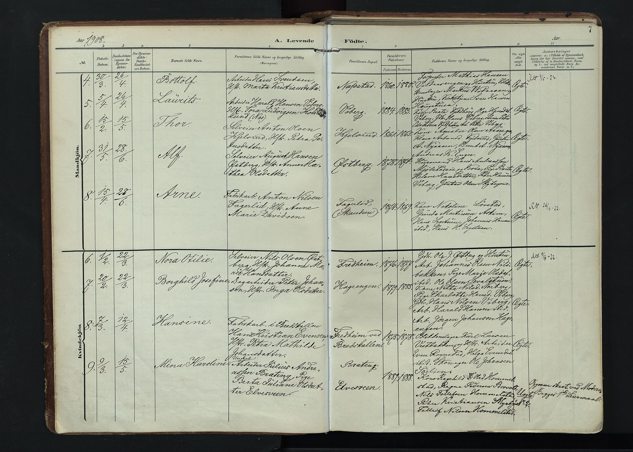 Vardal prestekontor, AV/SAH-PREST-100/H/Ha/Haa/L0020: Ministerialbok nr. 20, 1907-1921, s. 7