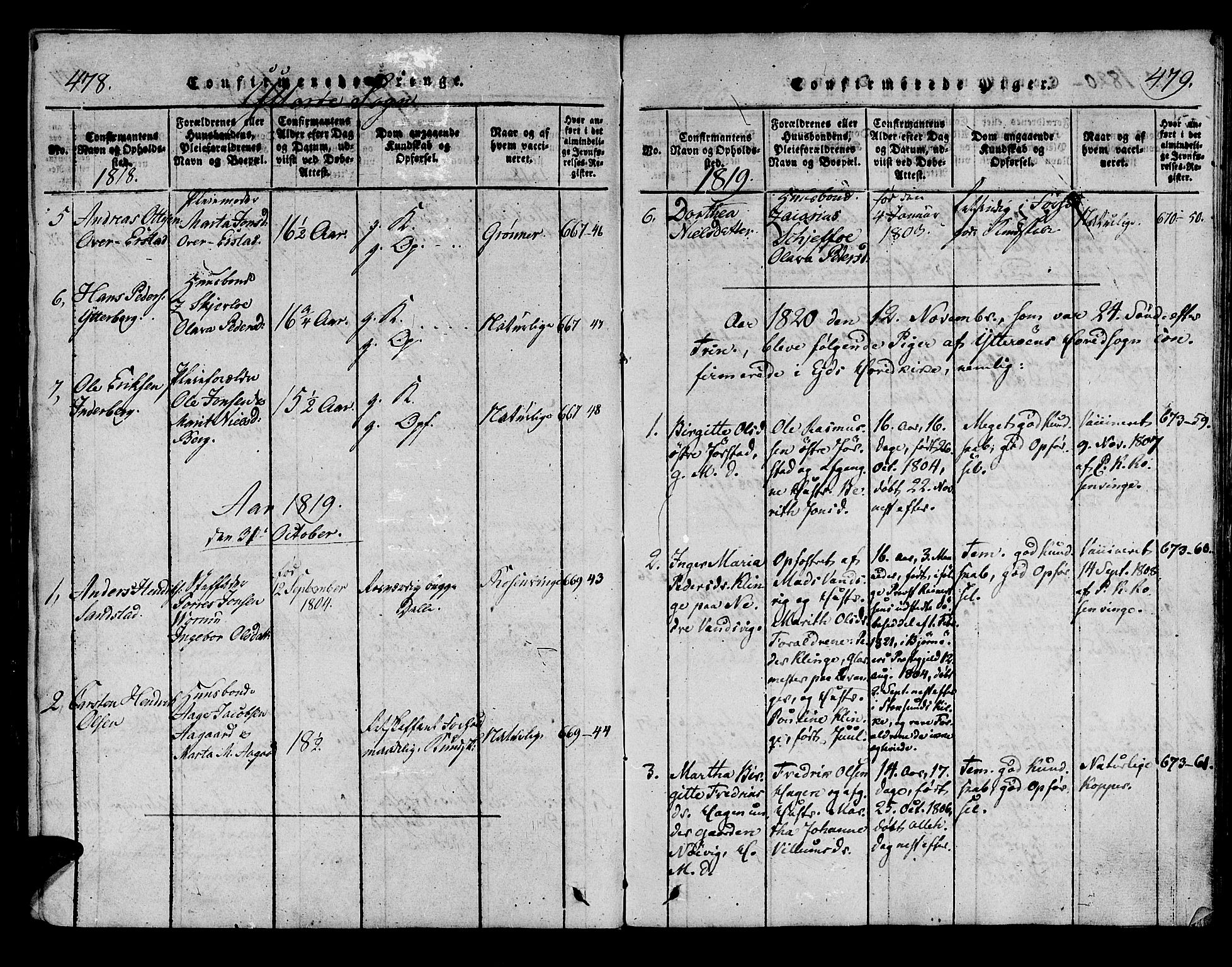 Ministerialprotokoller, klokkerbøker og fødselsregistre - Nord-Trøndelag, SAT/A-1458/722/L0217: Ministerialbok nr. 722A04, 1817-1842, s. 478-479