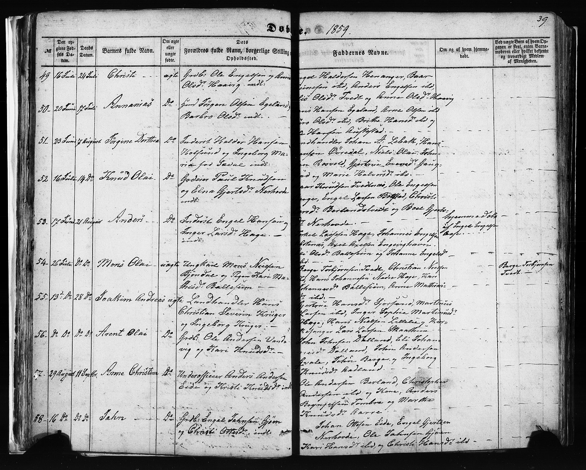Fusa sokneprestembete, AV/SAB-A-75401/H/Haa: Ministerialbok nr. A 1I, 1855-1879, s. 39
