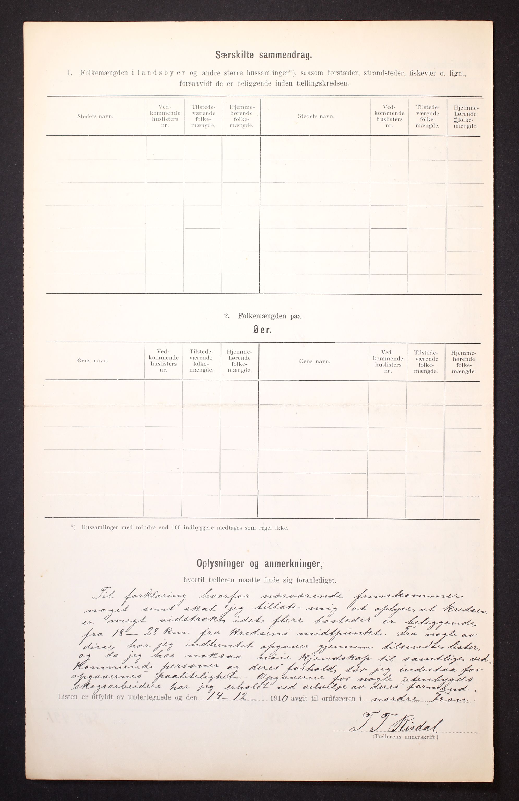 RA, Folketelling 1910 for 0518 Nord-Fron herred, 1910, s. 6