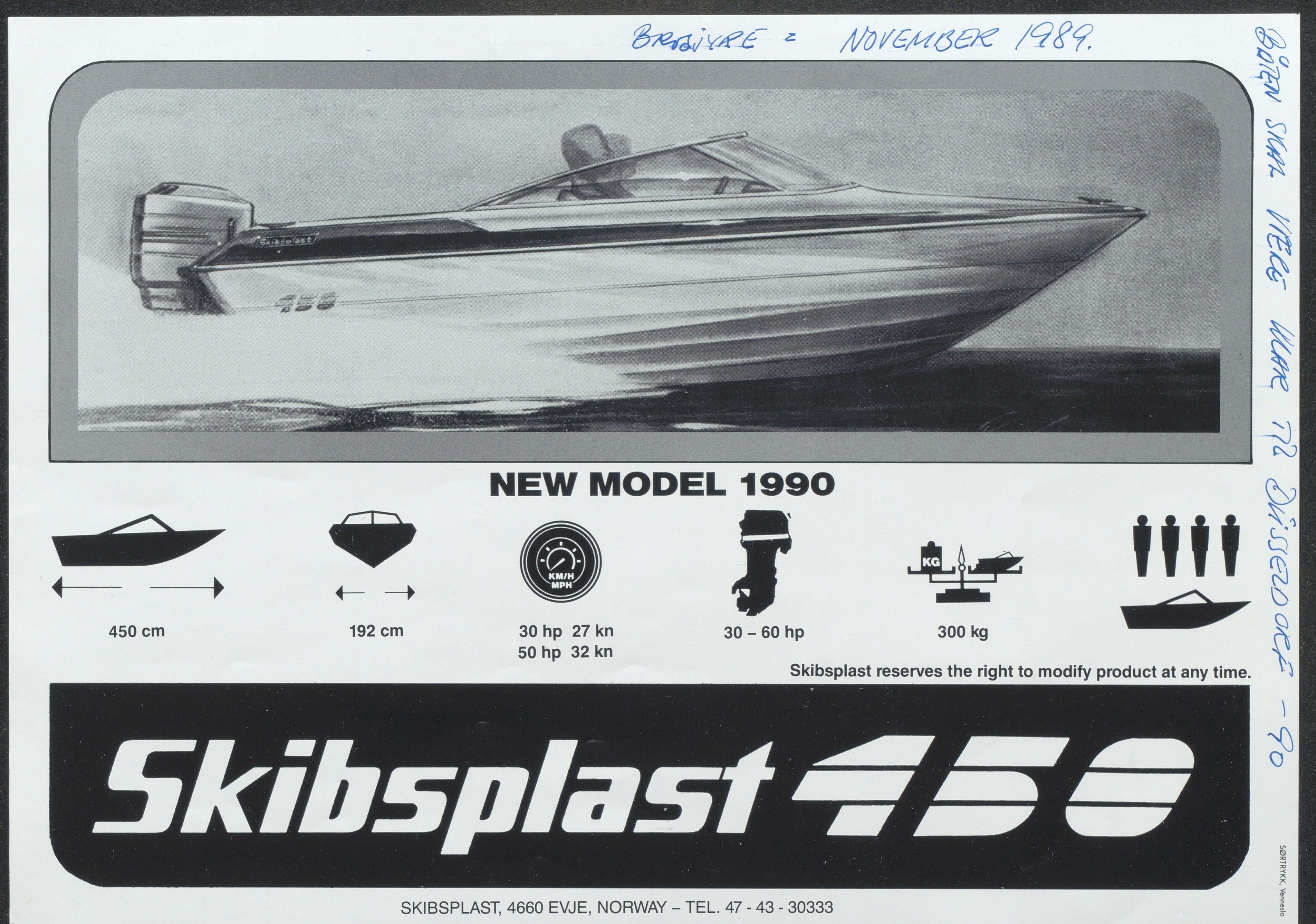 Skibsplast, AAKS/PA-2968/01/X/X01/L0002/0014: Brosjyrer / Skibsplast 450 (1990-1995), 1990-1995