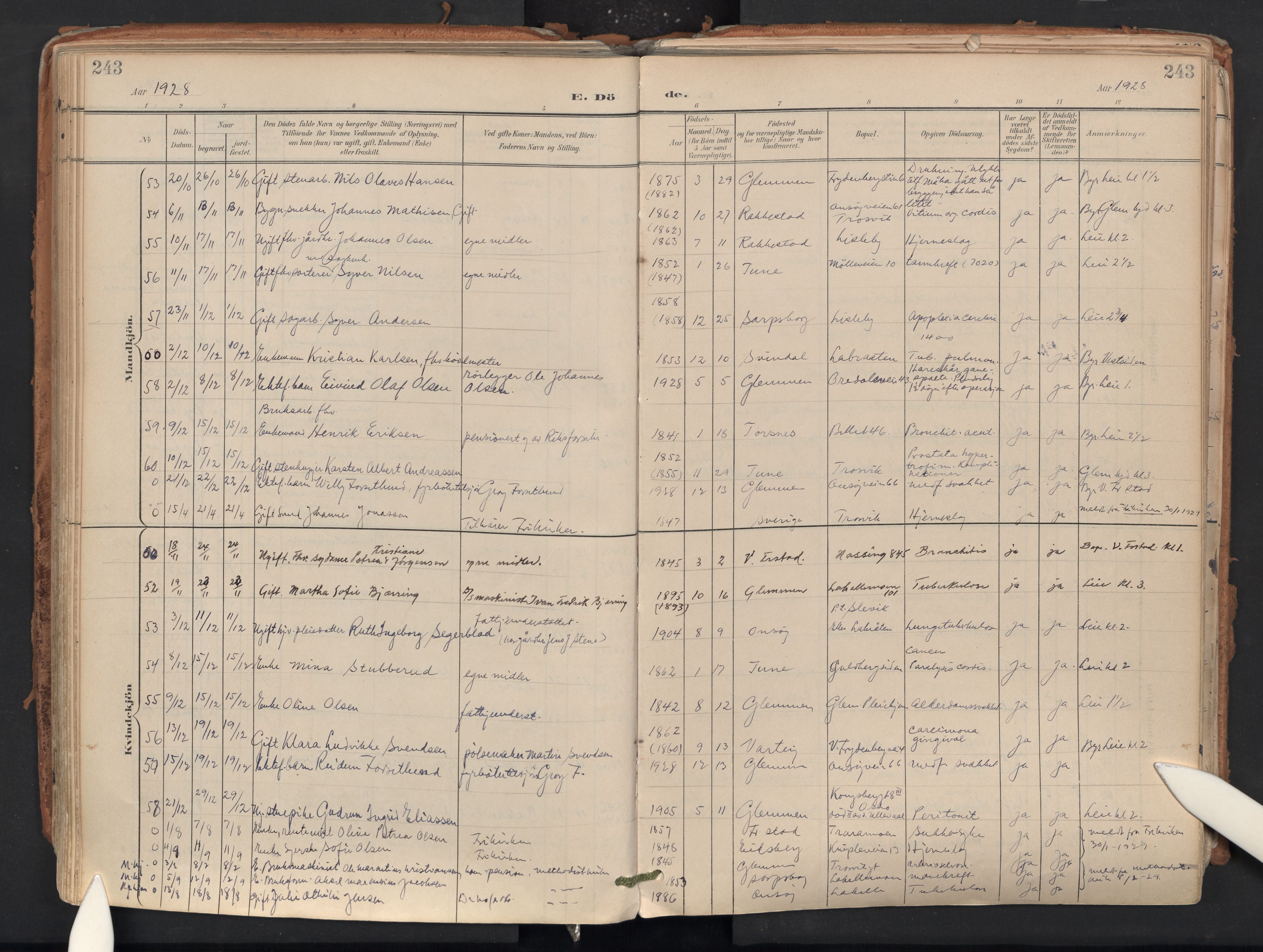 Glemmen prestekontor Kirkebøker, AV/SAO-A-10908/F/Fa/L0015: Ministerialbok nr. 15, 1900-1956, s. 243