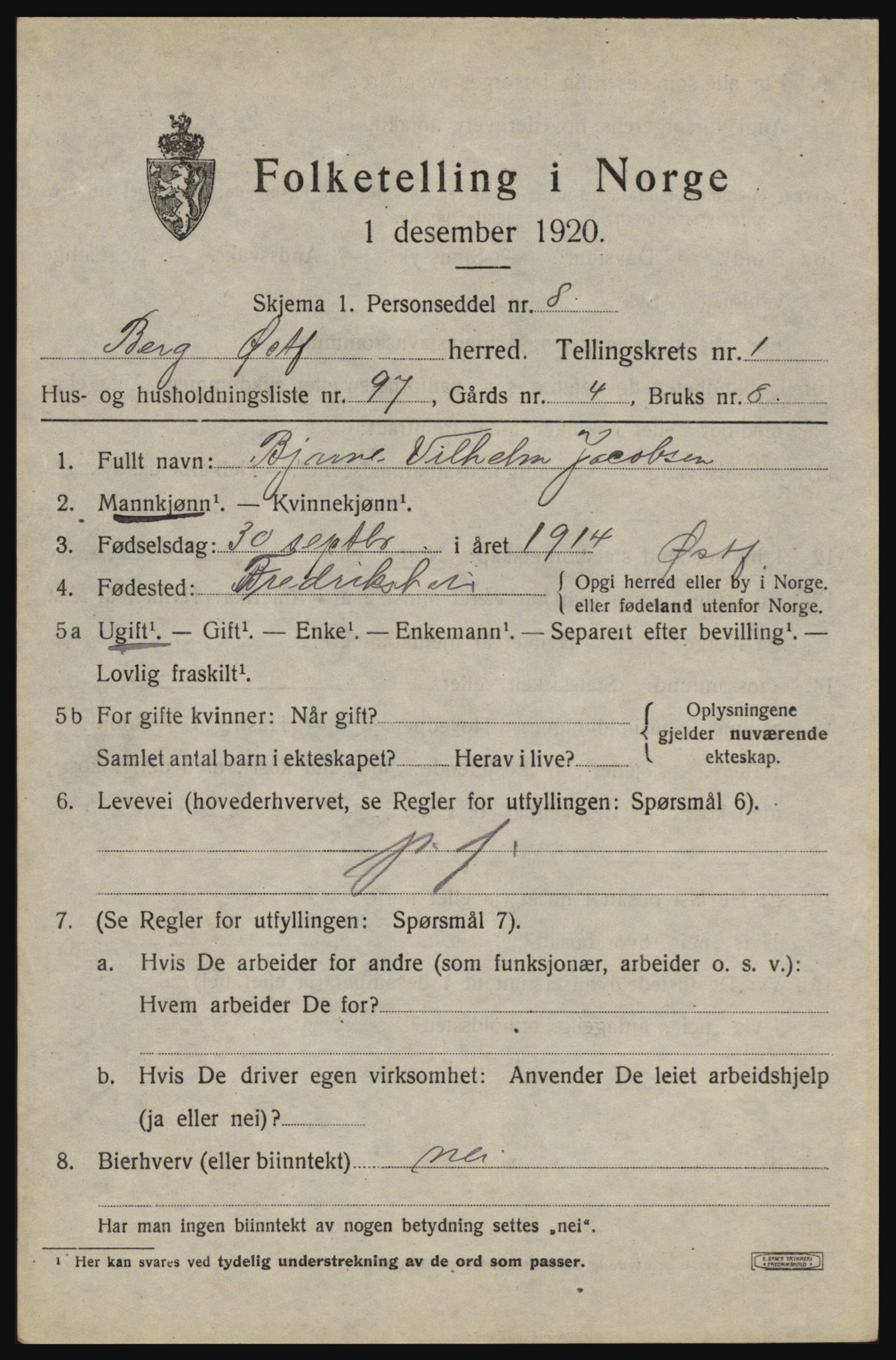 SAO, Folketelling 1920 for 0116 Berg herred, 1920, s. 3255