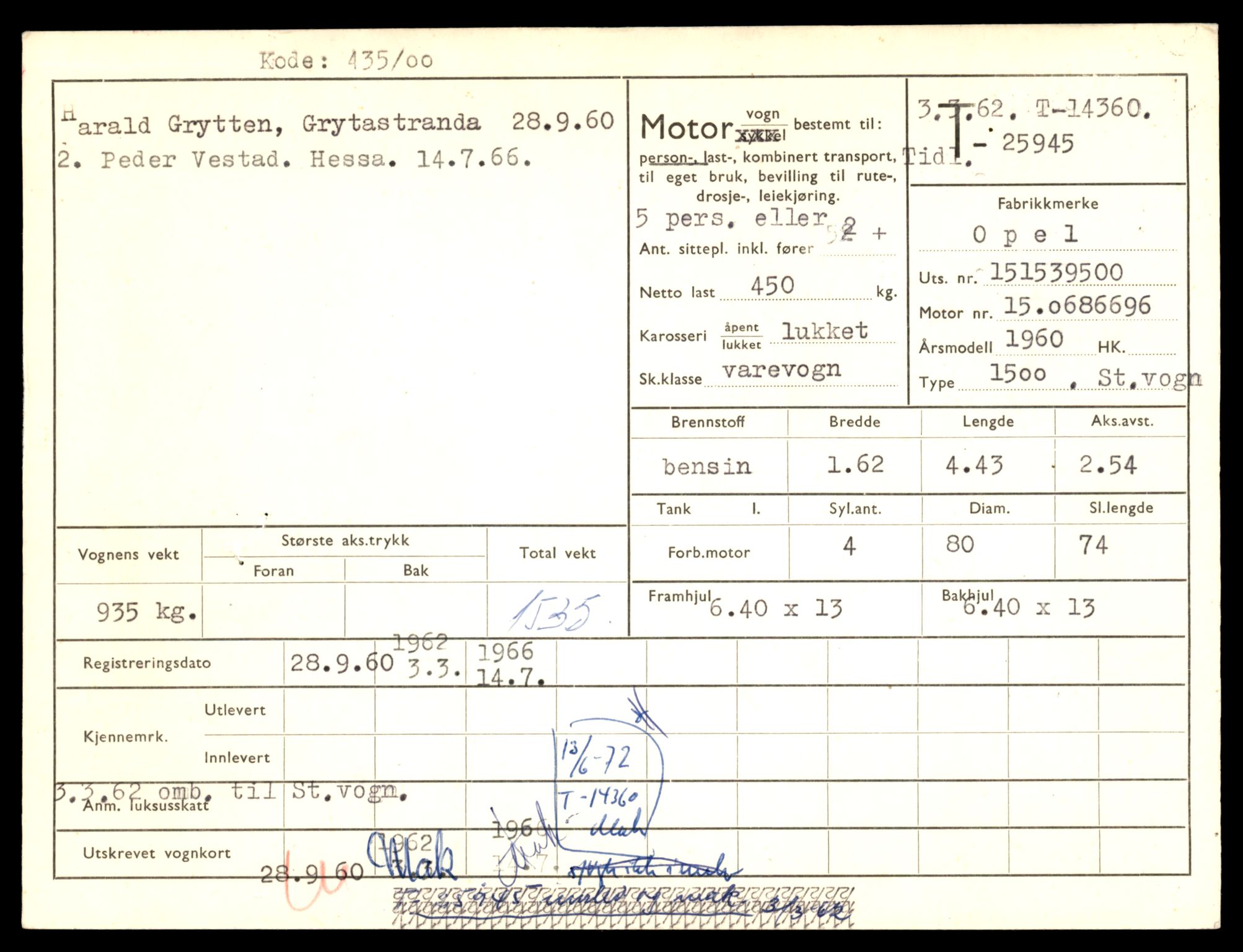 Møre og Romsdal vegkontor - Ålesund trafikkstasjon, AV/SAT-A-4099/F/Fe/L0045: Registreringskort for kjøretøy T 14320 - T 14444, 1927-1998, s. 1155