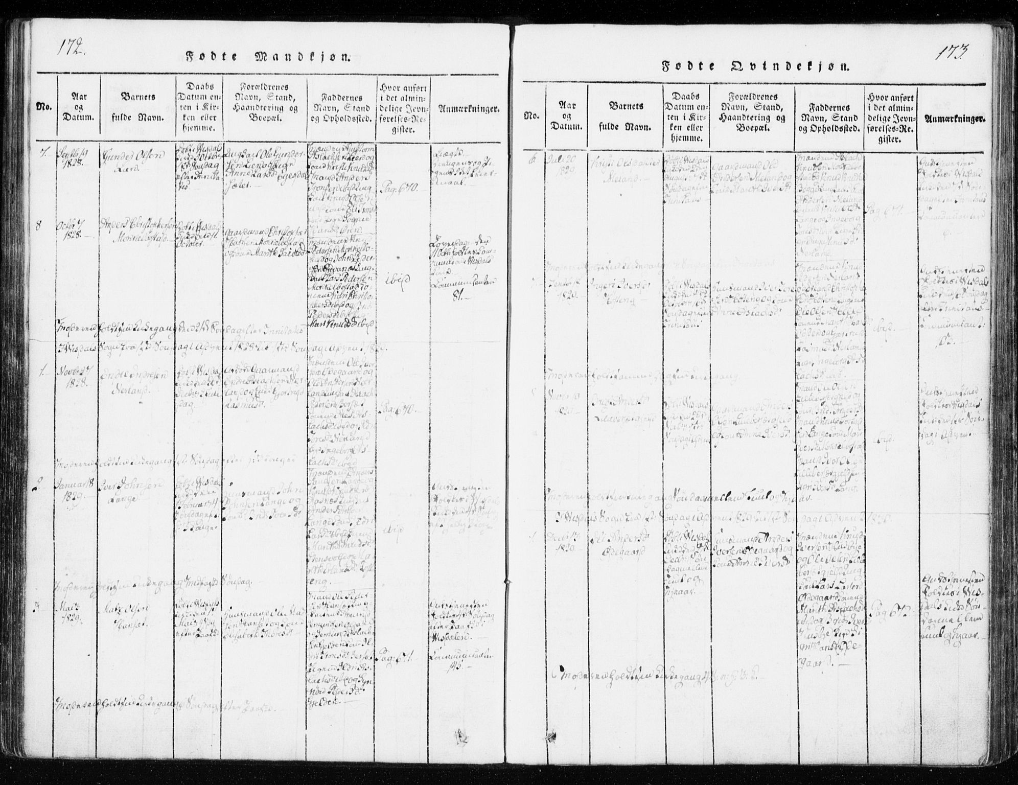 Ministerialprotokoller, klokkerbøker og fødselsregistre - Møre og Romsdal, AV/SAT-A-1454/551/L0623: Ministerialbok nr. 551A03, 1818-1831, s. 172-173
