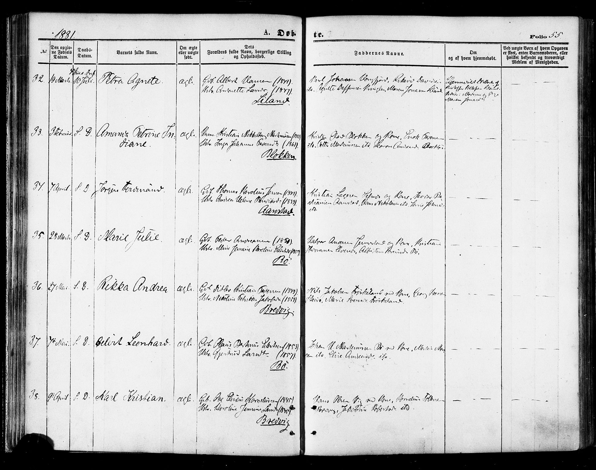 Ministerialprotokoller, klokkerbøker og fødselsregistre - Nordland, AV/SAT-A-1459/895/L1370: Ministerialbok nr. 895A05, 1873-1884, s. 55