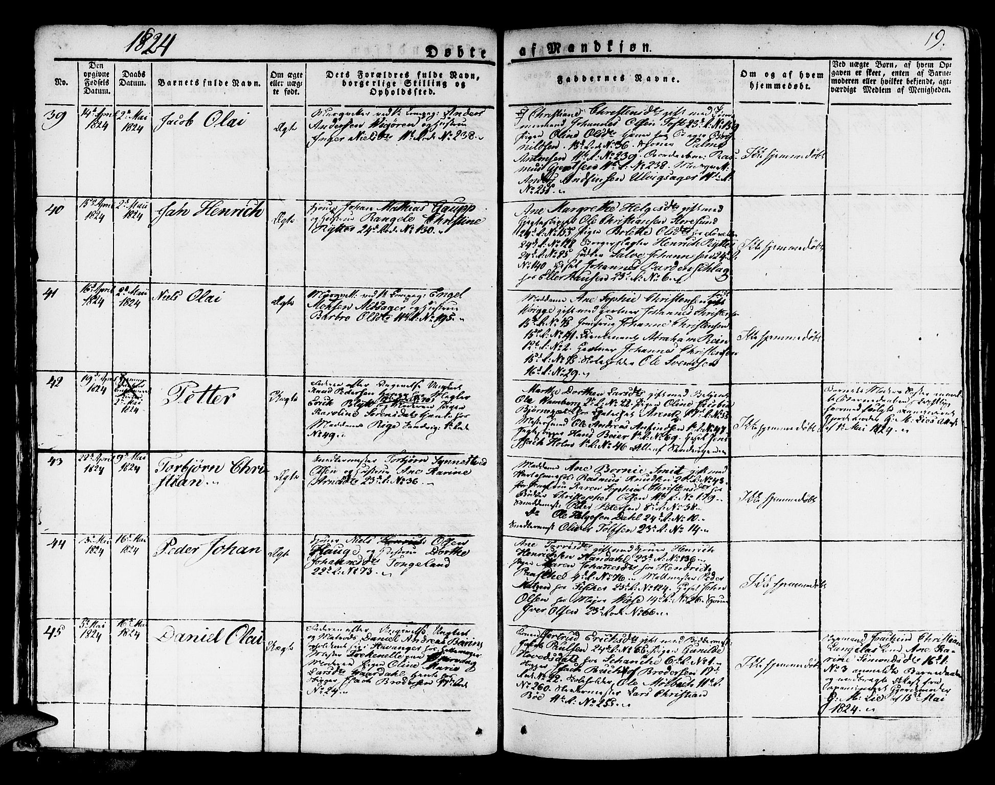 Korskirken sokneprestembete, AV/SAB-A-76101/H/Haa/L0014: Ministerialbok nr. A 14, 1823-1835, s. 19