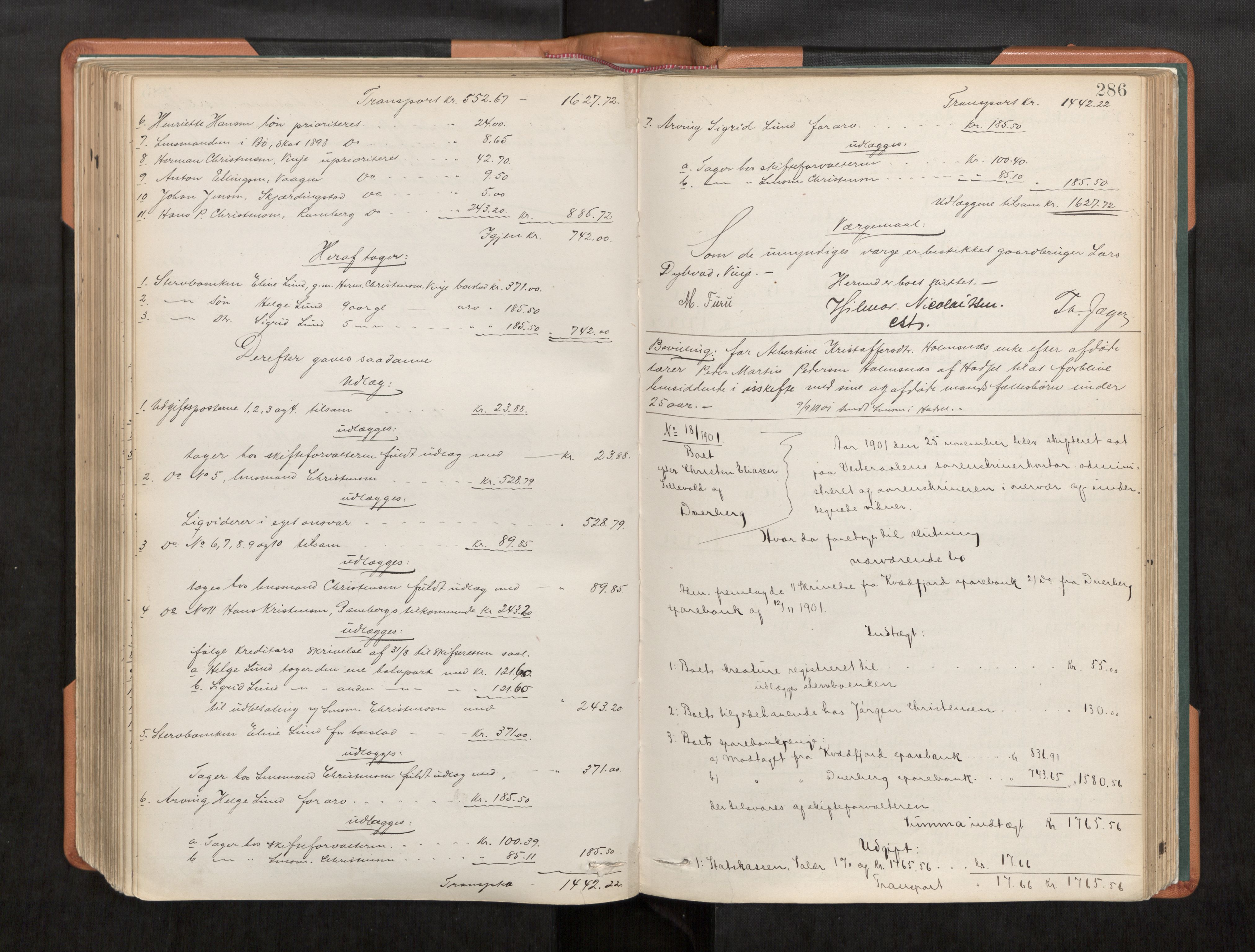 Vesterålen sorenskriveri, AV/SAT-A-4180/1/3/3A/L0022: Skifteslutningsprotokoll, 1890-1905, s. 286