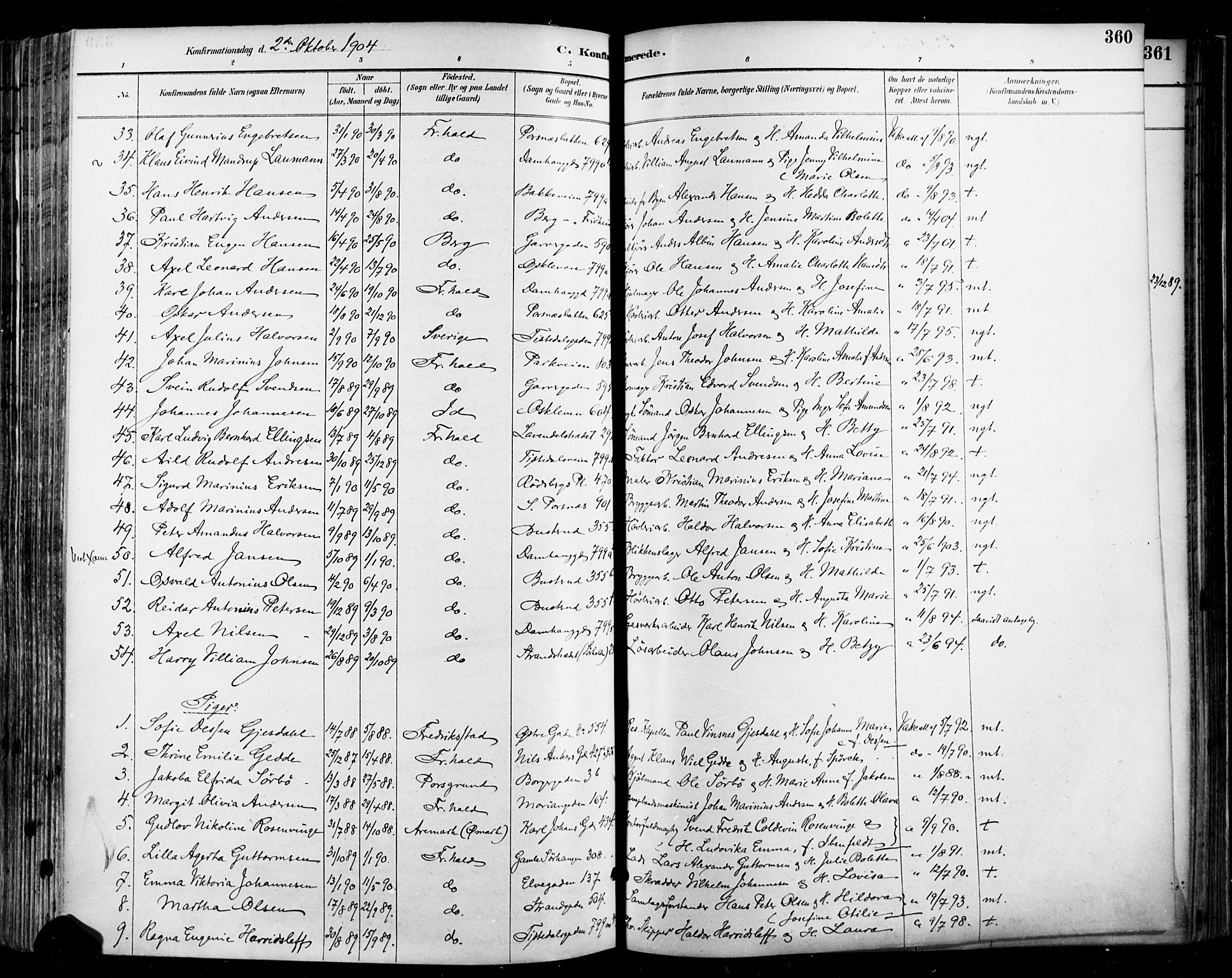 Halden prestekontor Kirkebøker, SAO/A-10909/F/Fa/L0013: Ministerialbok nr. I 13, 1890-1906, s. 360