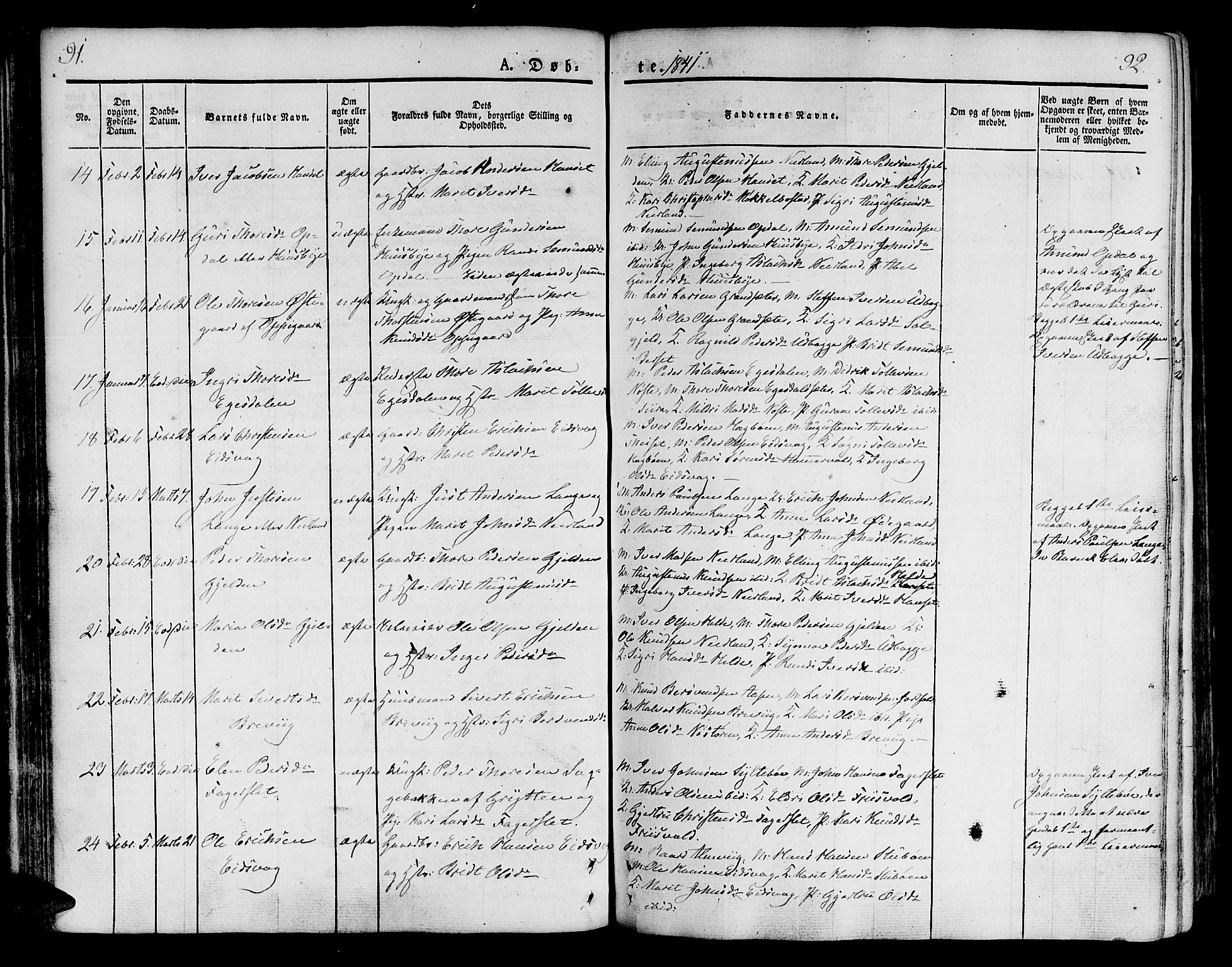 Ministerialprotokoller, klokkerbøker og fødselsregistre - Møre og Romsdal, AV/SAT-A-1454/551/L0624: Ministerialbok nr. 551A04, 1831-1845, s. 91-92