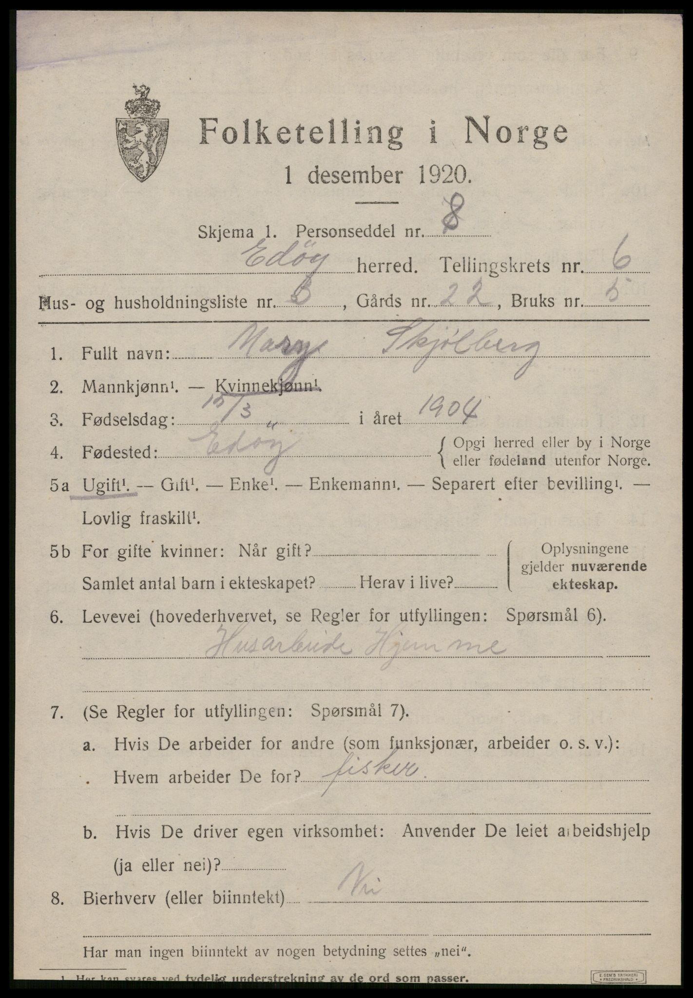 SAT, Folketelling 1920 for 1573 Edøy herred, 1920, s. 1806