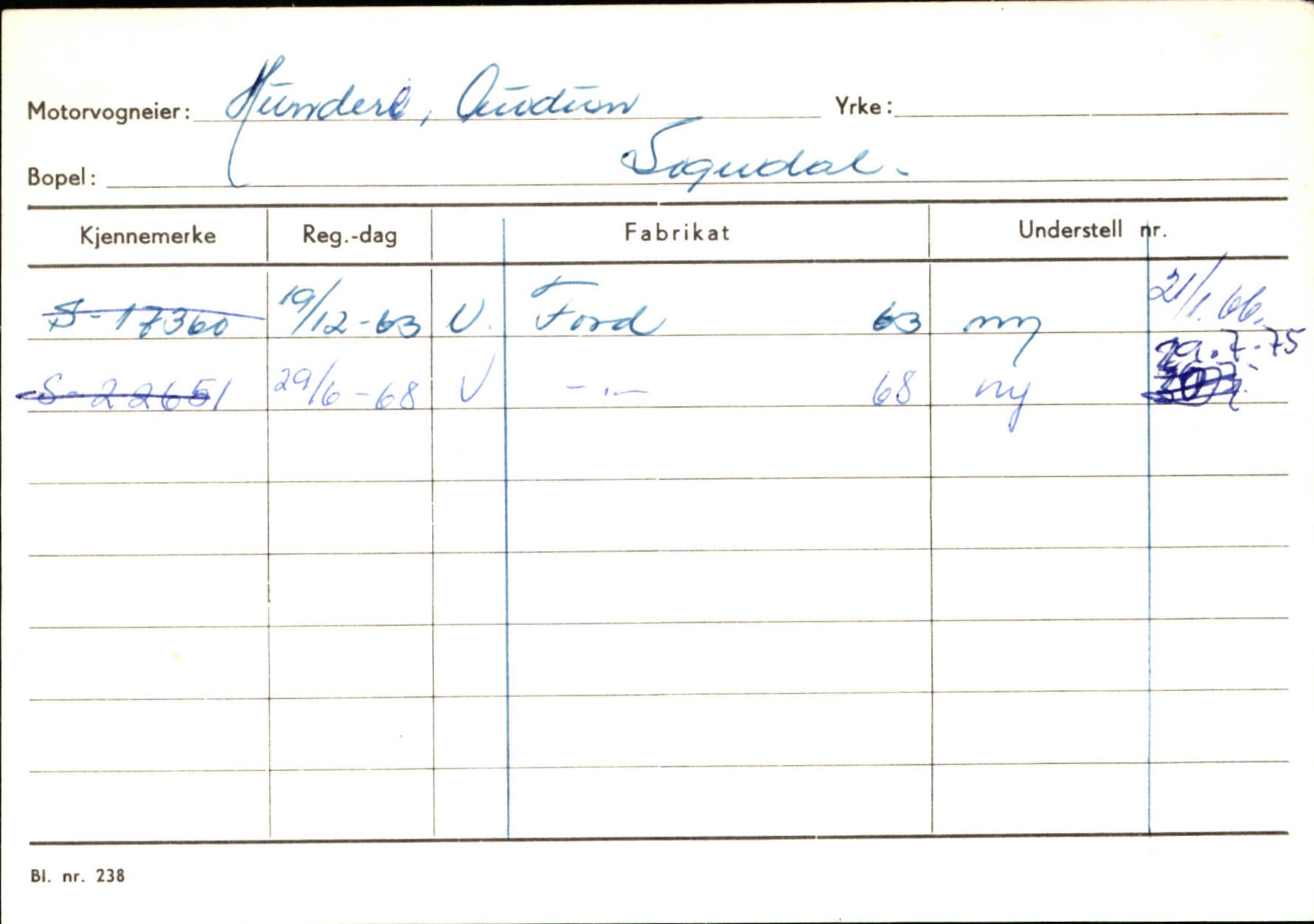 Statens vegvesen, Sogn og Fjordane vegkontor, SAB/A-5301/4/F/L0124: Eigarregister Sogndal A-U, 1945-1975, s. 1085