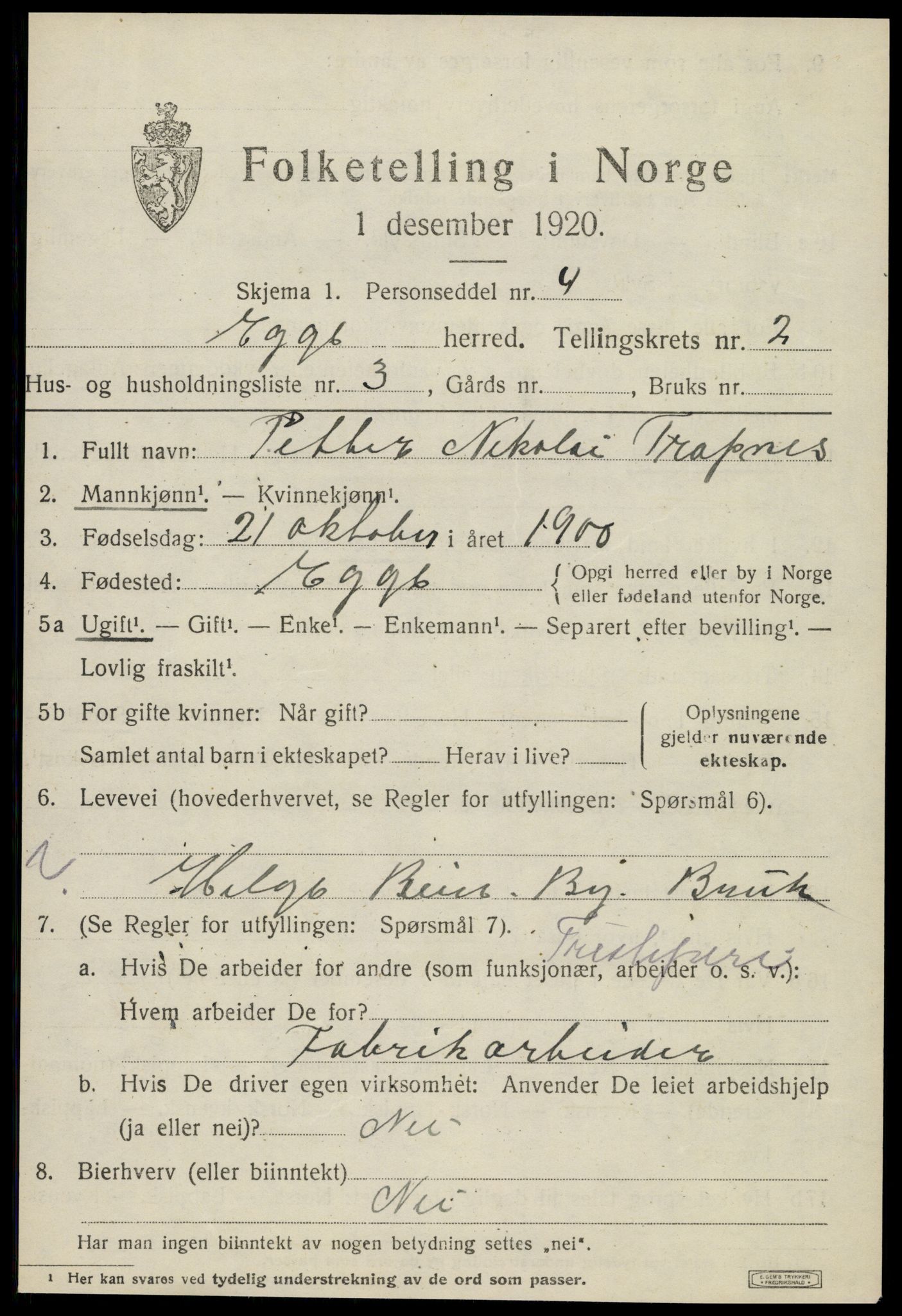 SAT, Folketelling 1920 for 1733 Egge herred, 1920, s. 1070
