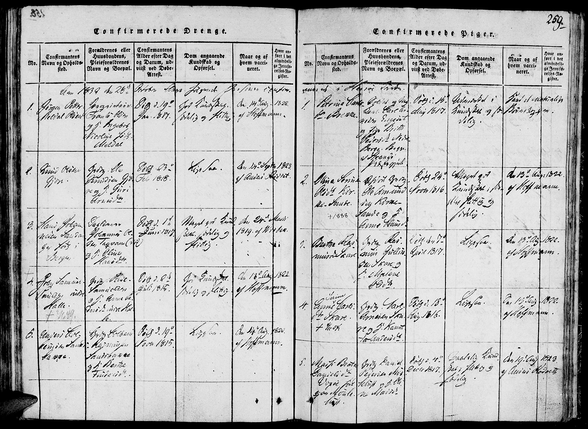 Ministerialprotokoller, klokkerbøker og fødselsregistre - Møre og Romsdal, AV/SAT-A-1454/503/L0033: Ministerialbok nr. 503A01, 1816-1841, s. 259