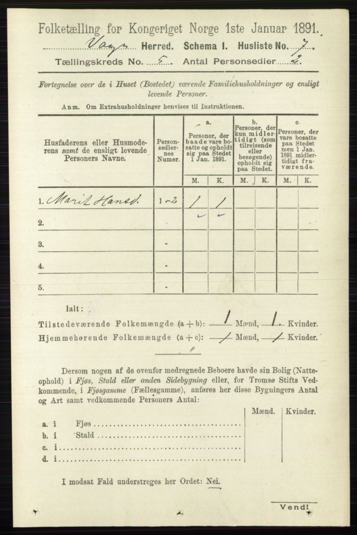 RA, Folketelling 1891 for 0515 Vågå herred, 1891, s. 3267