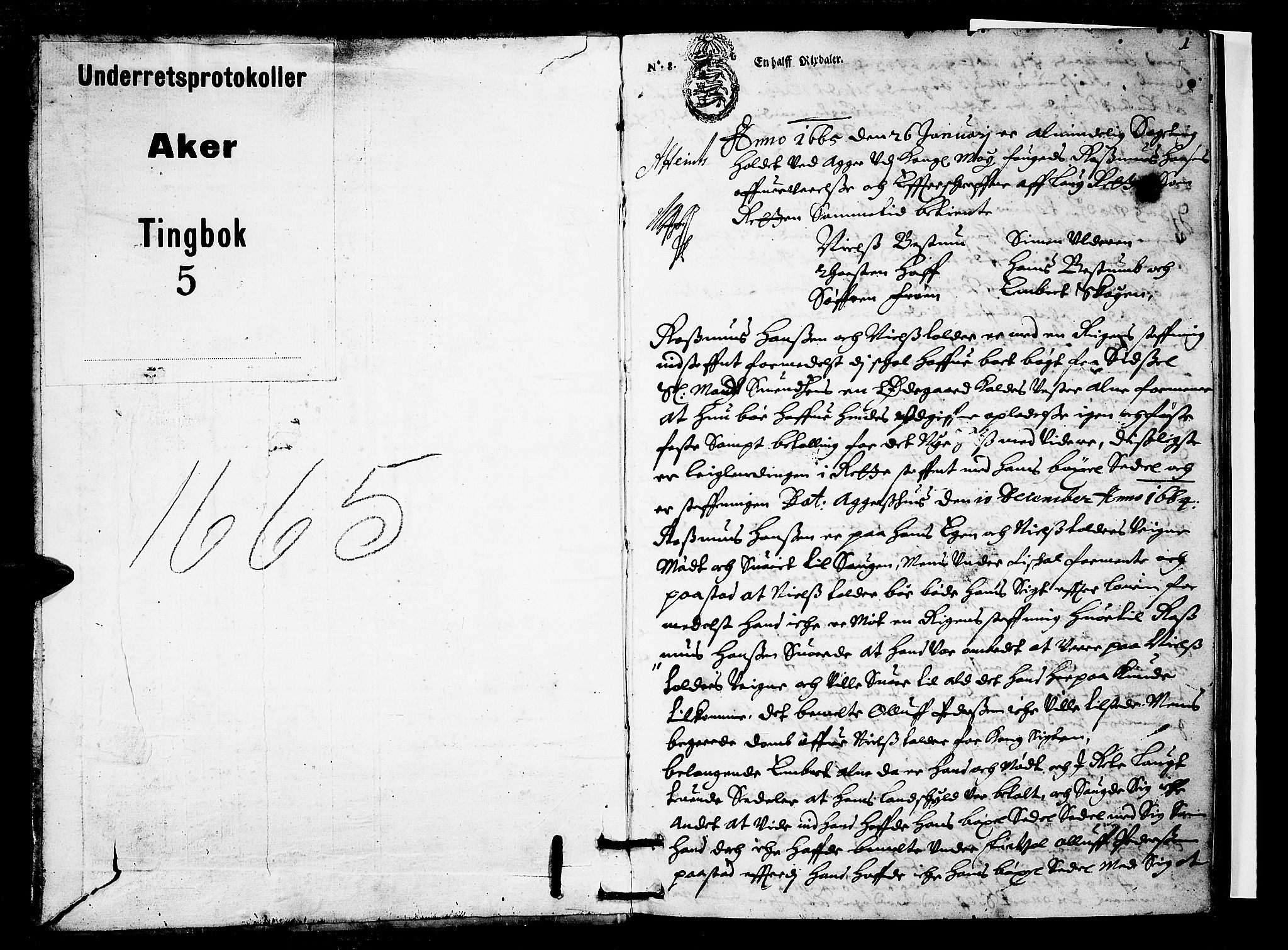 Aker sorenskriveri, AV/SAO-A-10895/F/Fb/L0001/0005a: Tingbøker, nr. 1-5b / Tingbok nr. 5a, 1665, s. 0b-1a