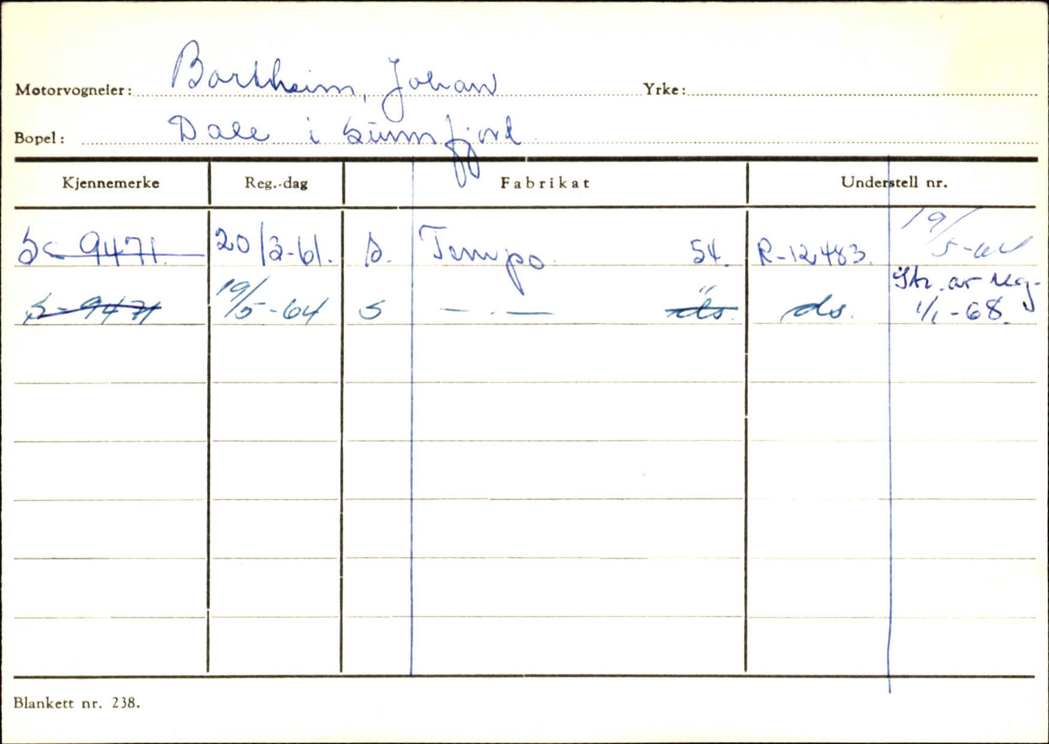 Statens vegvesen, Sogn og Fjordane vegkontor, SAB/A-5301/4/F/L0125: Eigarregister Sogndal V-Å. Aurland A-Å. Fjaler A-N, 1945-1975, s. 1492