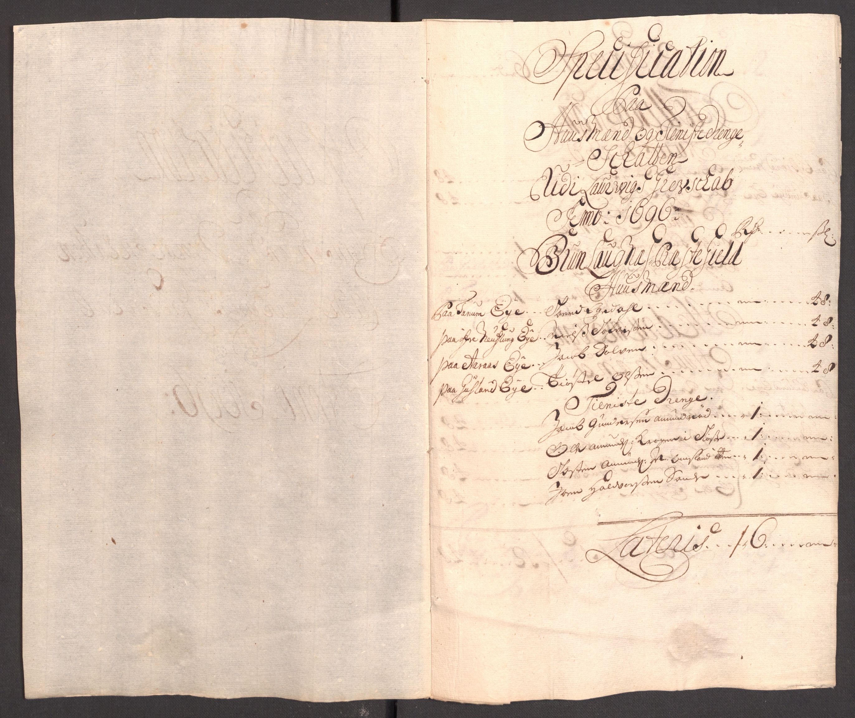 Rentekammeret inntil 1814, Reviderte regnskaper, Fogderegnskap, RA/EA-4092/R33/L1975: Fogderegnskap Larvik grevskap, 1696-1697, s. 72