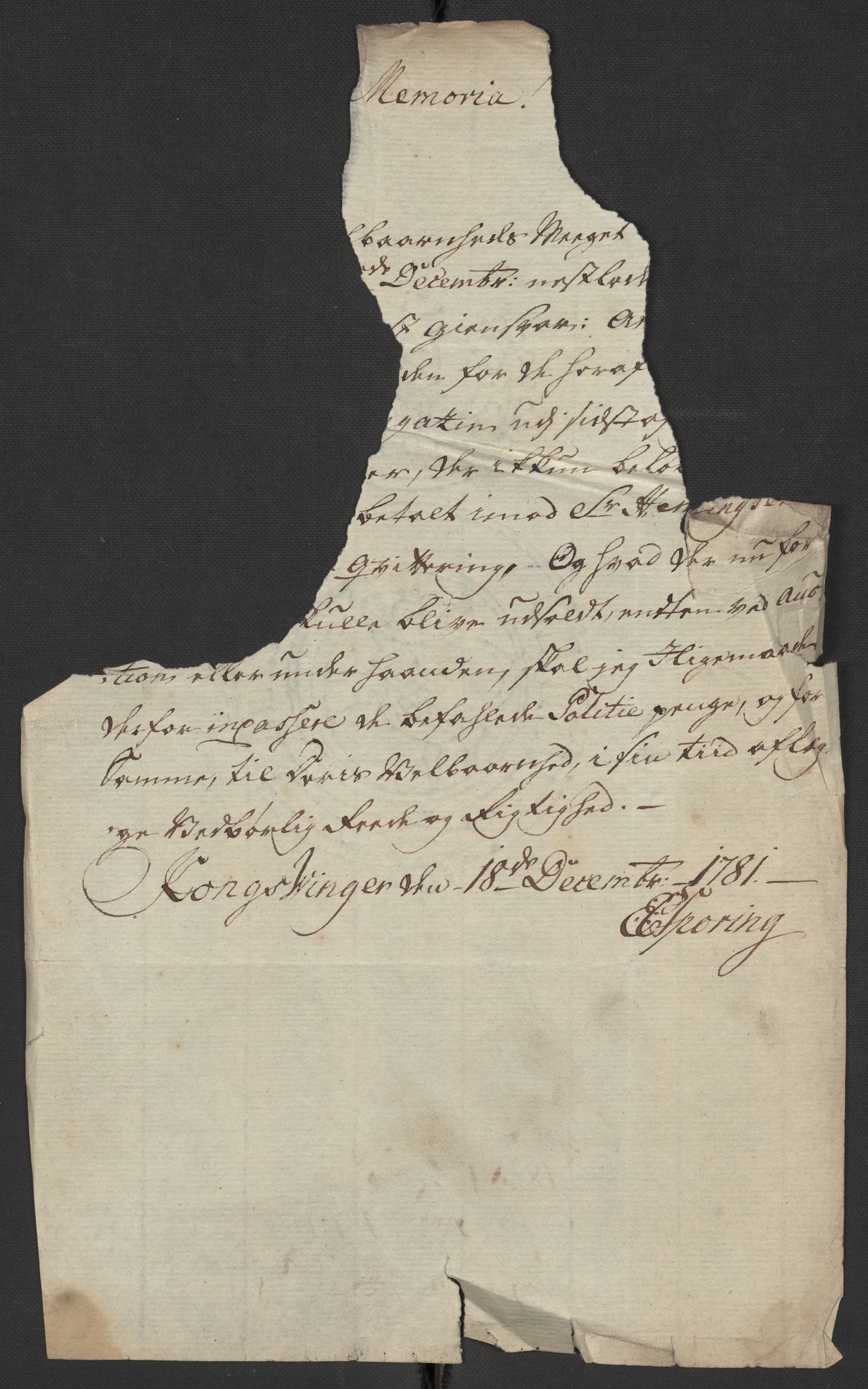Oslo politidistrikt, AV/SAO-A-10085/D/Da/L0003: Innkomne brev, pro memoria m.v., 1781, s. 75