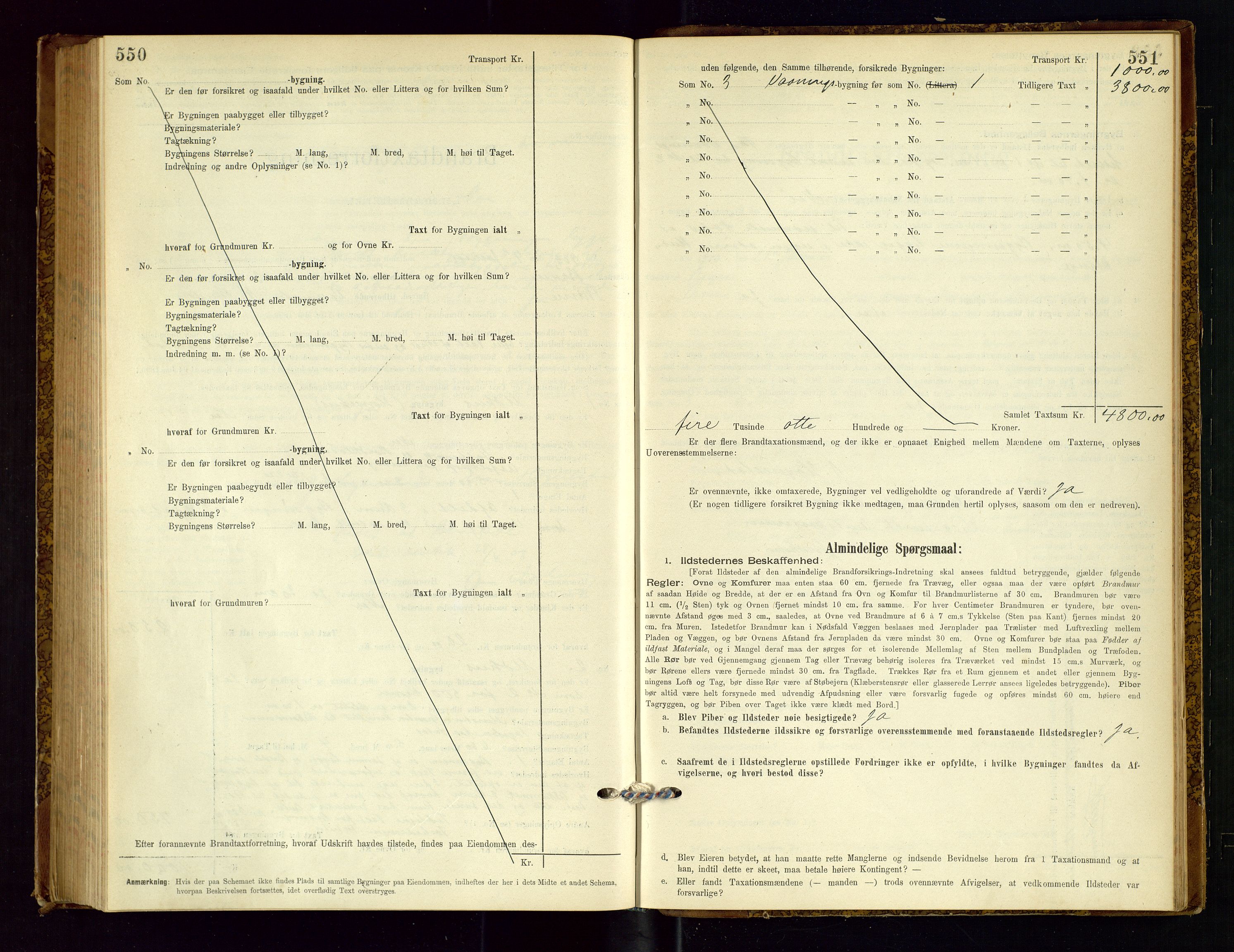 Time lensmannskontor, AV/SAST-A-100420/Gob/L0001: Branntakstprotokoll, 1896-1914, s. 550-551