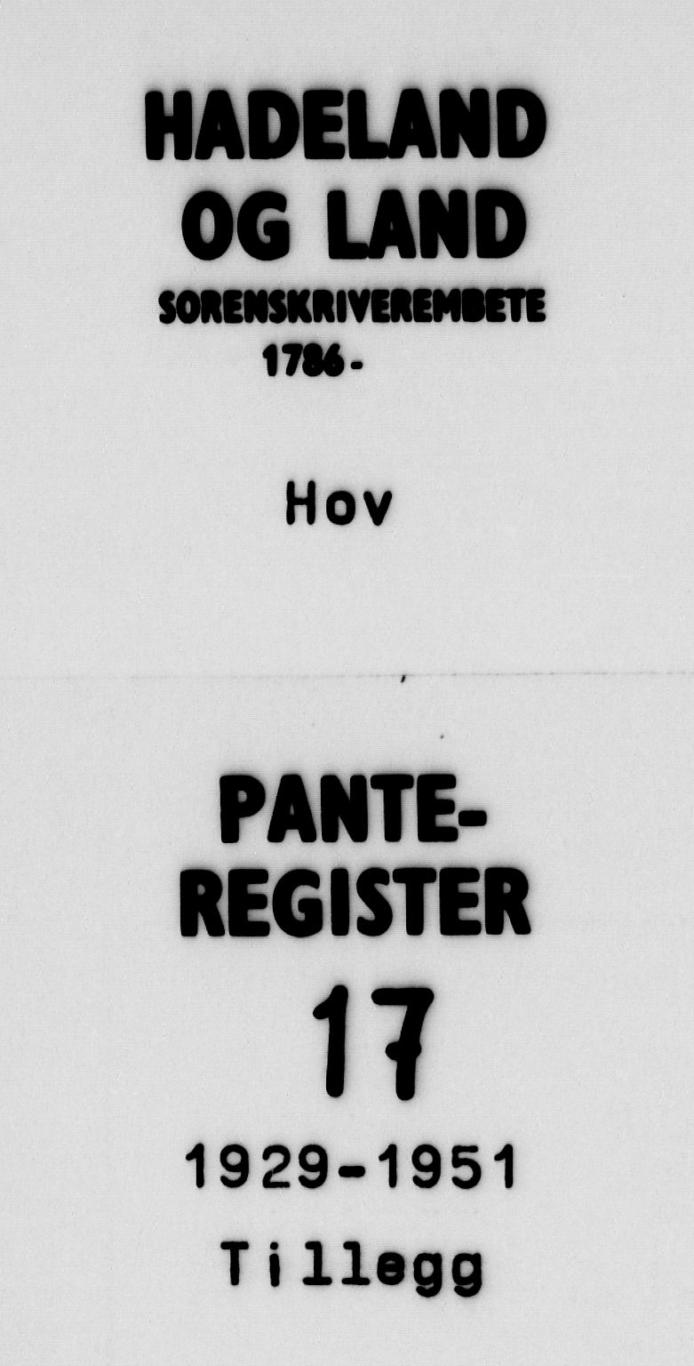 Hadeland og Land tingrett, SAH/TING-010/H/Ha/Hac/L0017: Panteregister nr. 3.17, 1929-1951