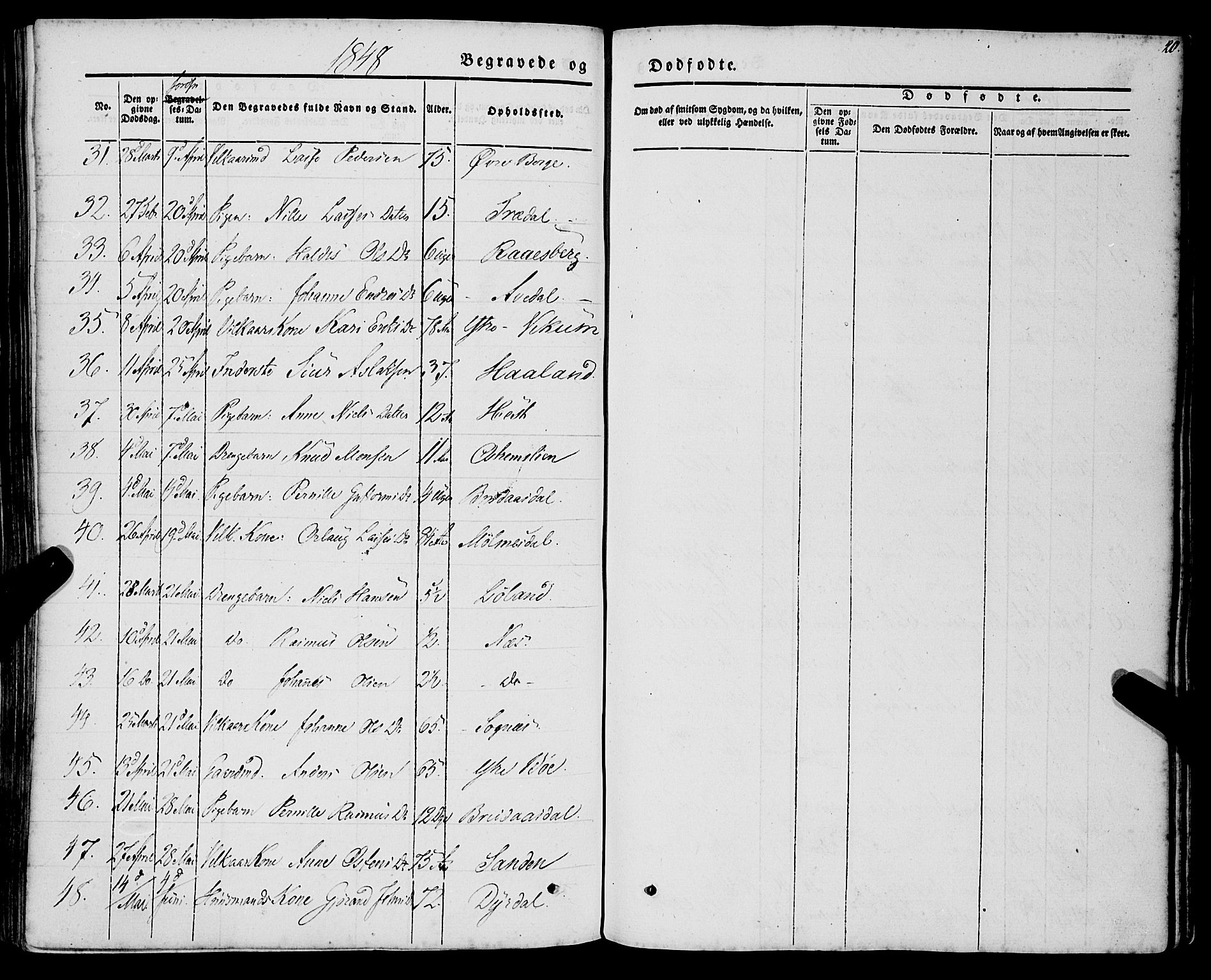 Lavik sokneprestembete, AV/SAB-A-80901: Ministerialbok nr. A 3, 1843-1863, s. 20