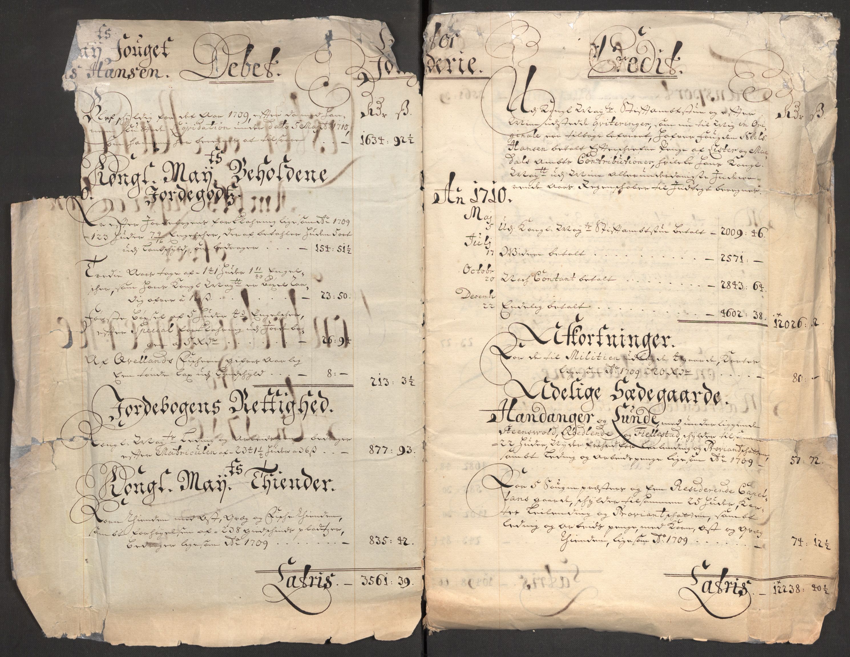 Rentekammeret inntil 1814, Reviderte regnskaper, Fogderegnskap, RA/EA-4092/R43/L2553: Fogderegnskap Lista og Mandal, 1710, s. 4
