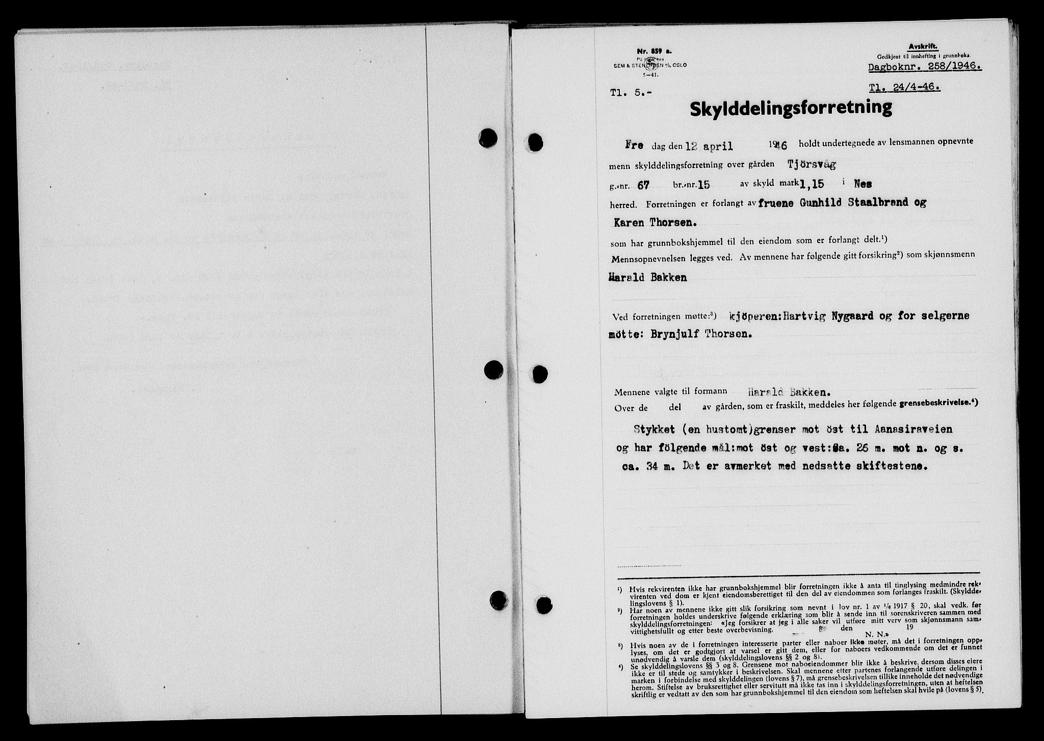 Flekkefjord sorenskriveri, SAK/1221-0001/G/Gb/Gba/L0060: Pantebok nr. A-8, 1945-1946, Dagboknr: 258/1946