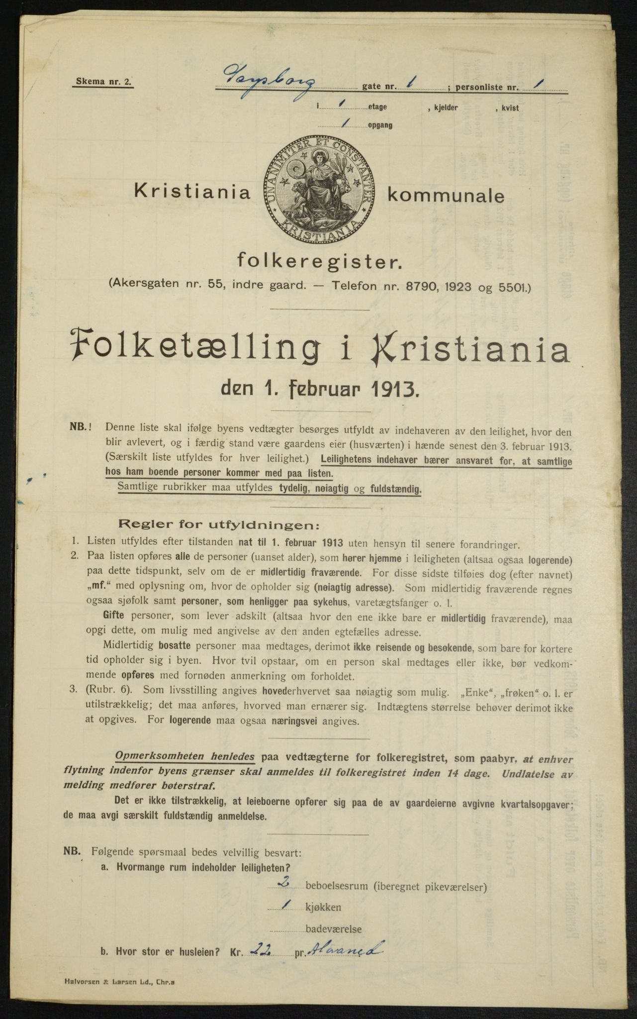 OBA, Kommunal folketelling 1.2.1913 for Kristiania, 1913, s. 89100