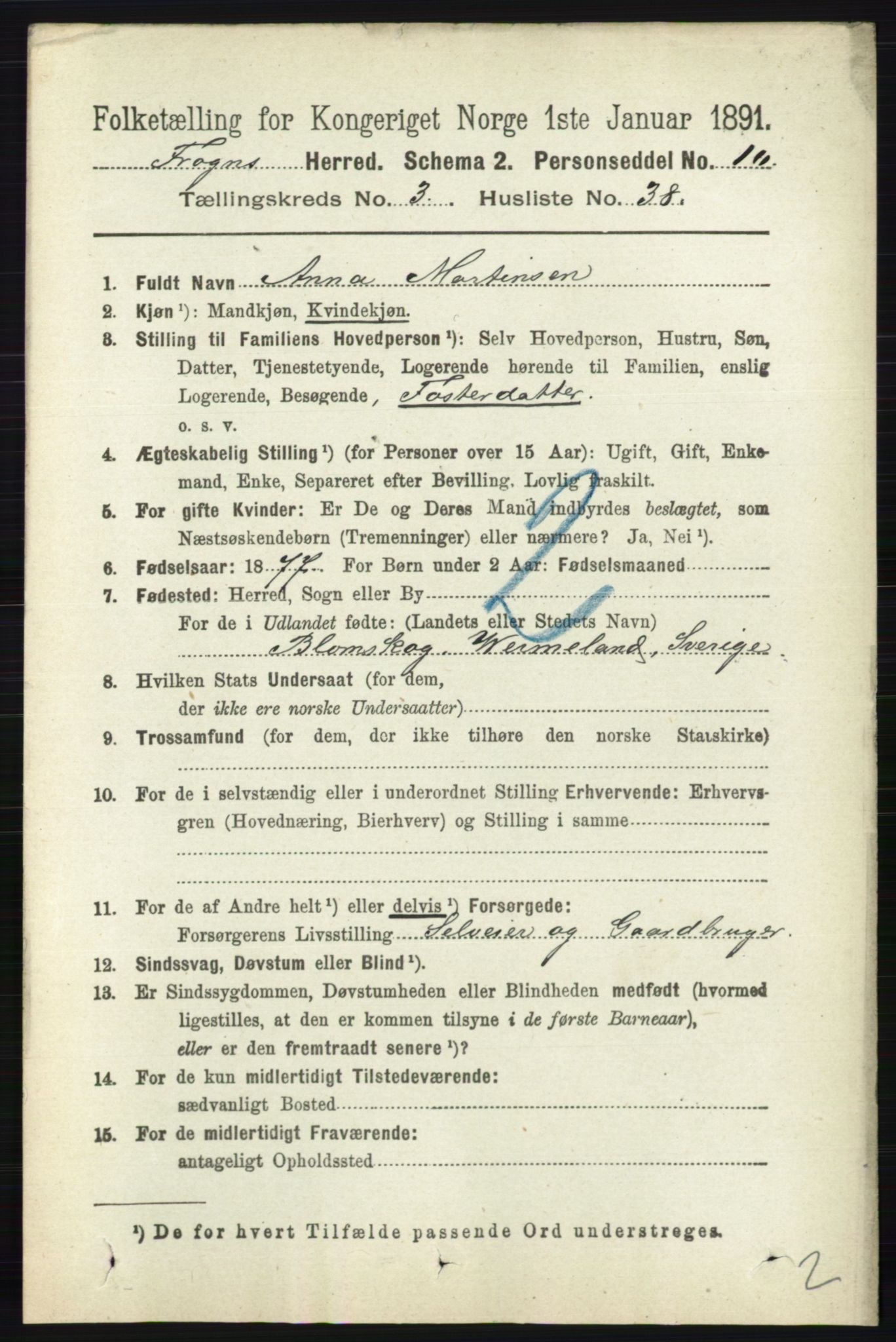 RA, Folketelling 1891 for 0215 Frogn herred, 1891, s. 2138
