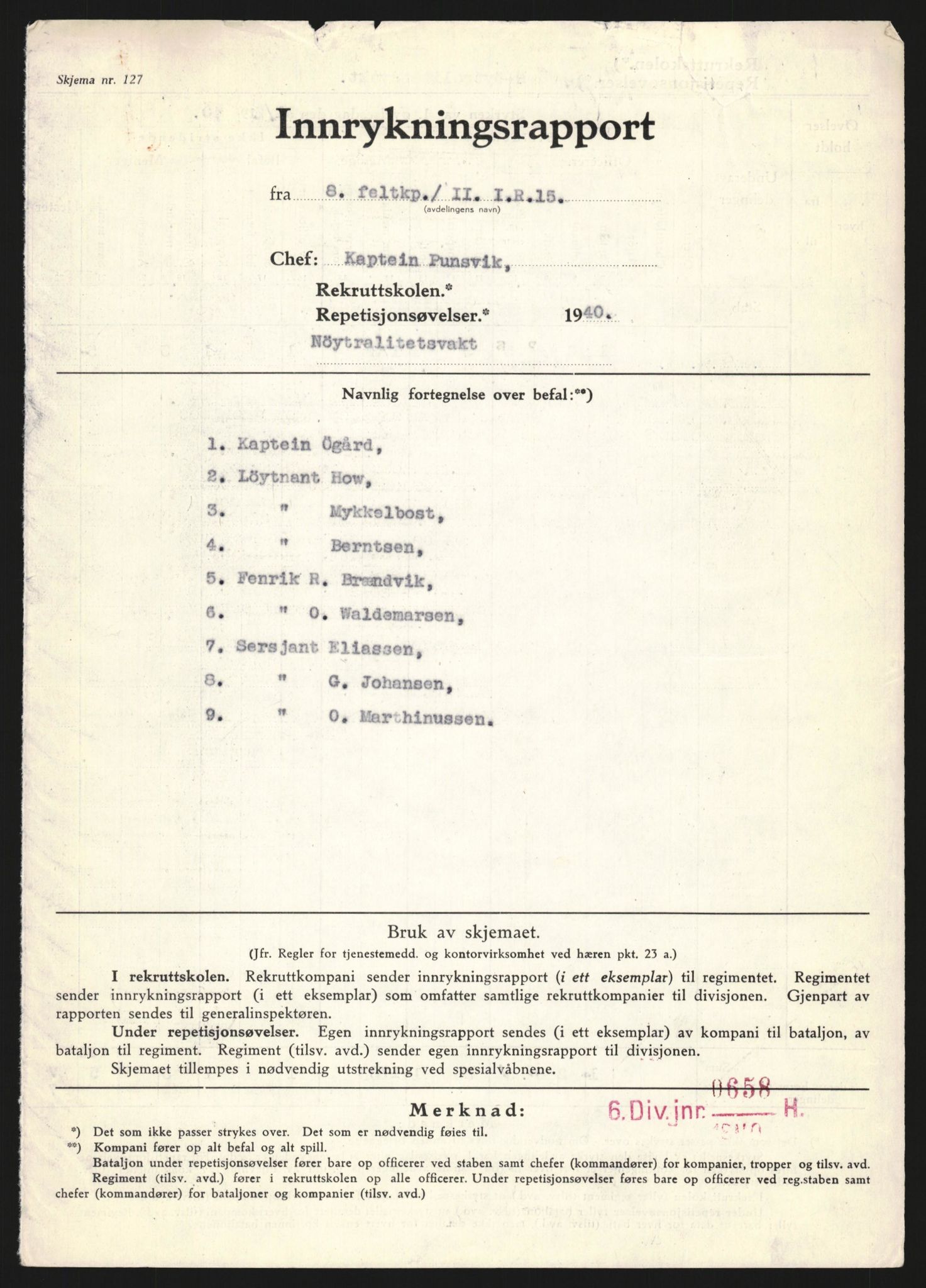 Forsvaret, Forsvarets krigshistoriske avdeling, AV/RA-RAFA-2017/Y/Yb/L0128: II-C-11-600  -  6. Divisjon / 6. Distriktskommando, 1936-1940