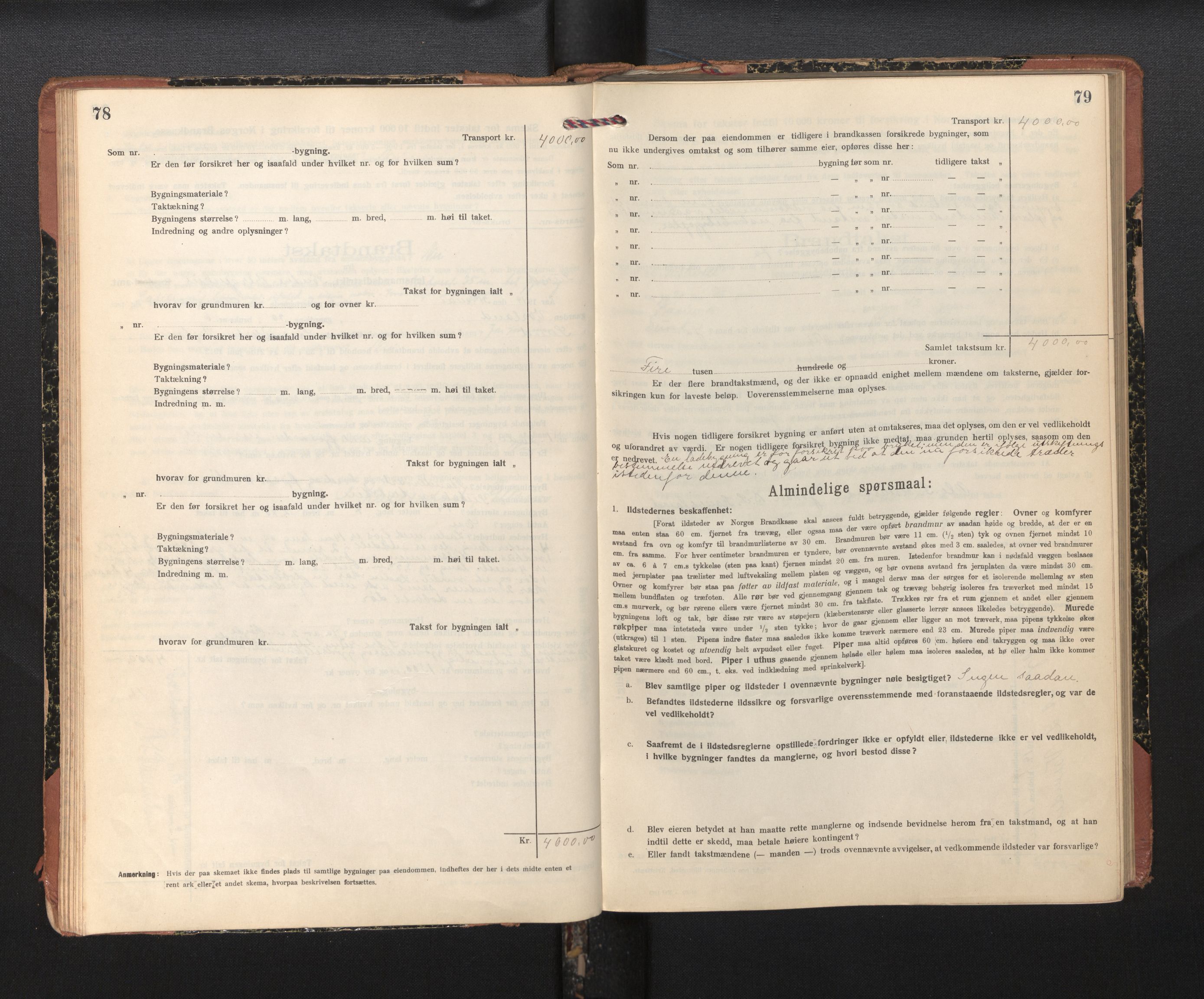 Lensmannen i Sund og Austevoll, AV/SAB-A-35201/0012/L0004: Branntakstprotokoll, skjematakst, 1917-1949, s. 78-79