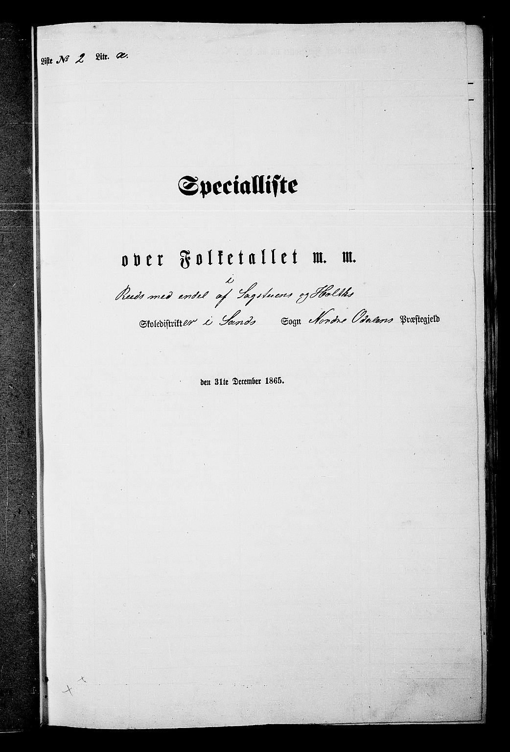 RA, Folketelling 1865 for 0418P Nord-Odal prestegjeld, 1865, s. 31