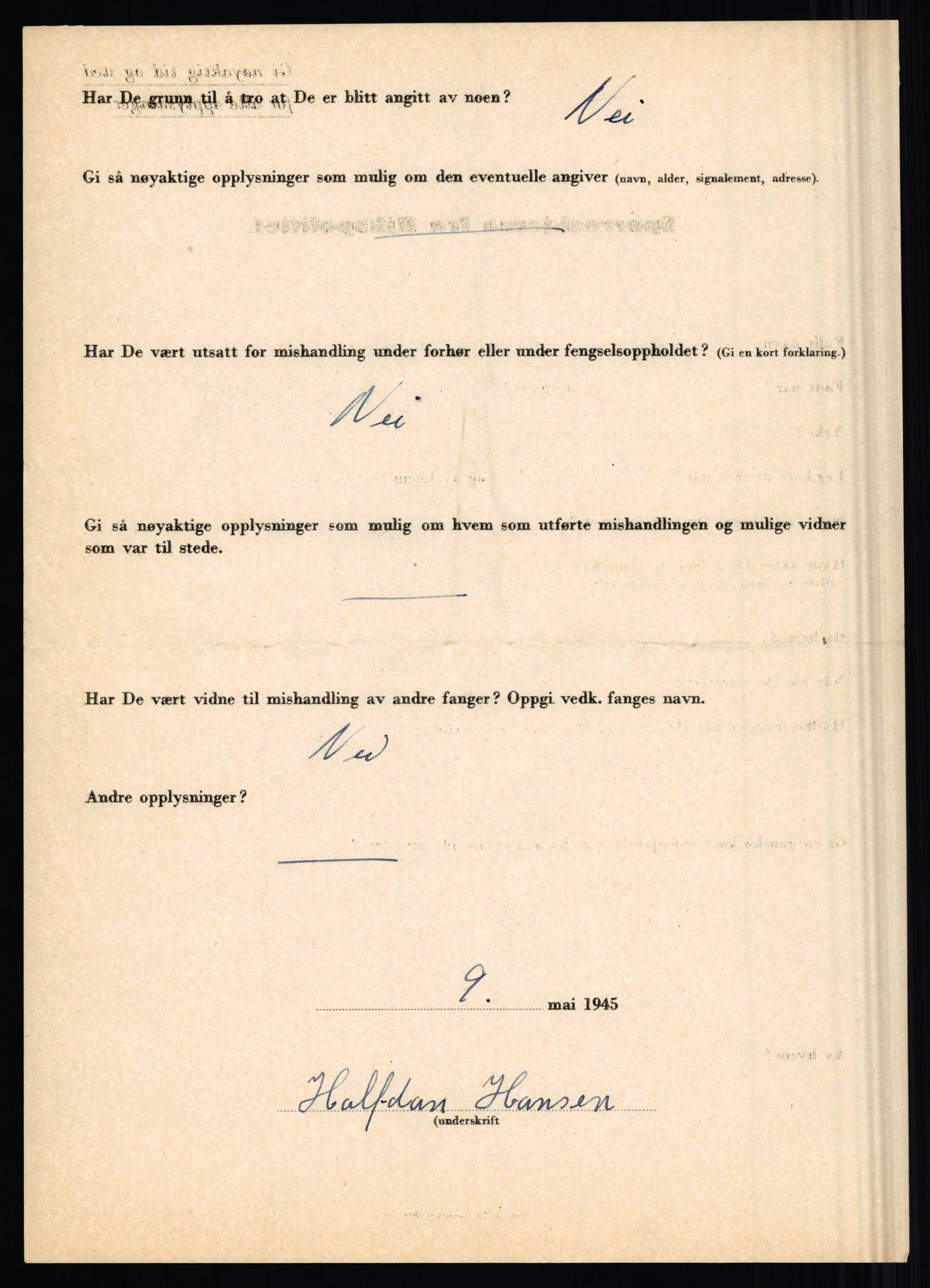 Rikspolitisjefen, AV/RA-S-1560/L/L0006: Hansen, Adolf Boye - Hemstad, Gunnar, 1940-1945, s. 160