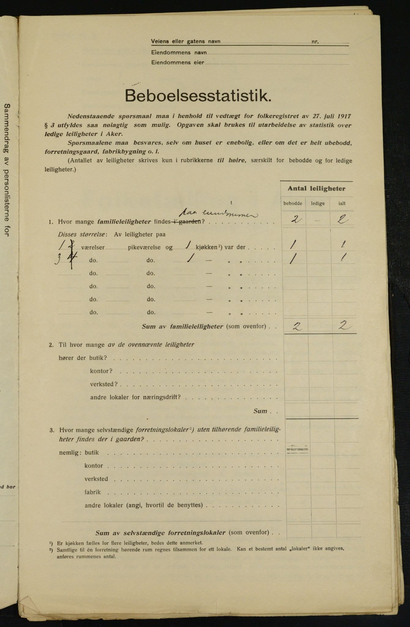 OBA, Kommunal folketelling 1.12.1917 for Aker, 1917, s. 27537