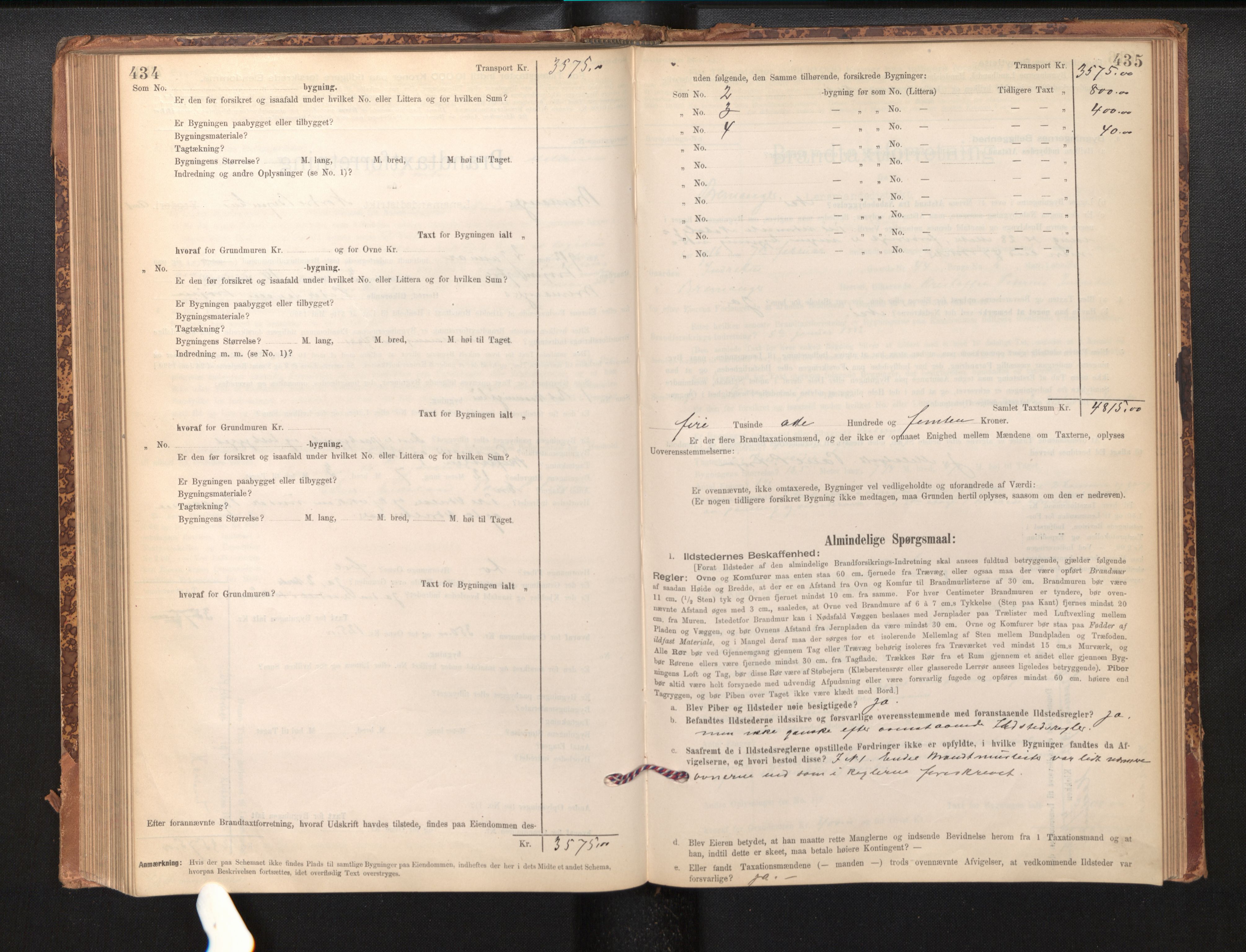 Lensmannen i Bremanger, SAB/A-26701/0012/L0007: Branntakstprotokoll, skjematakst, 1895-1936, s. 434-435