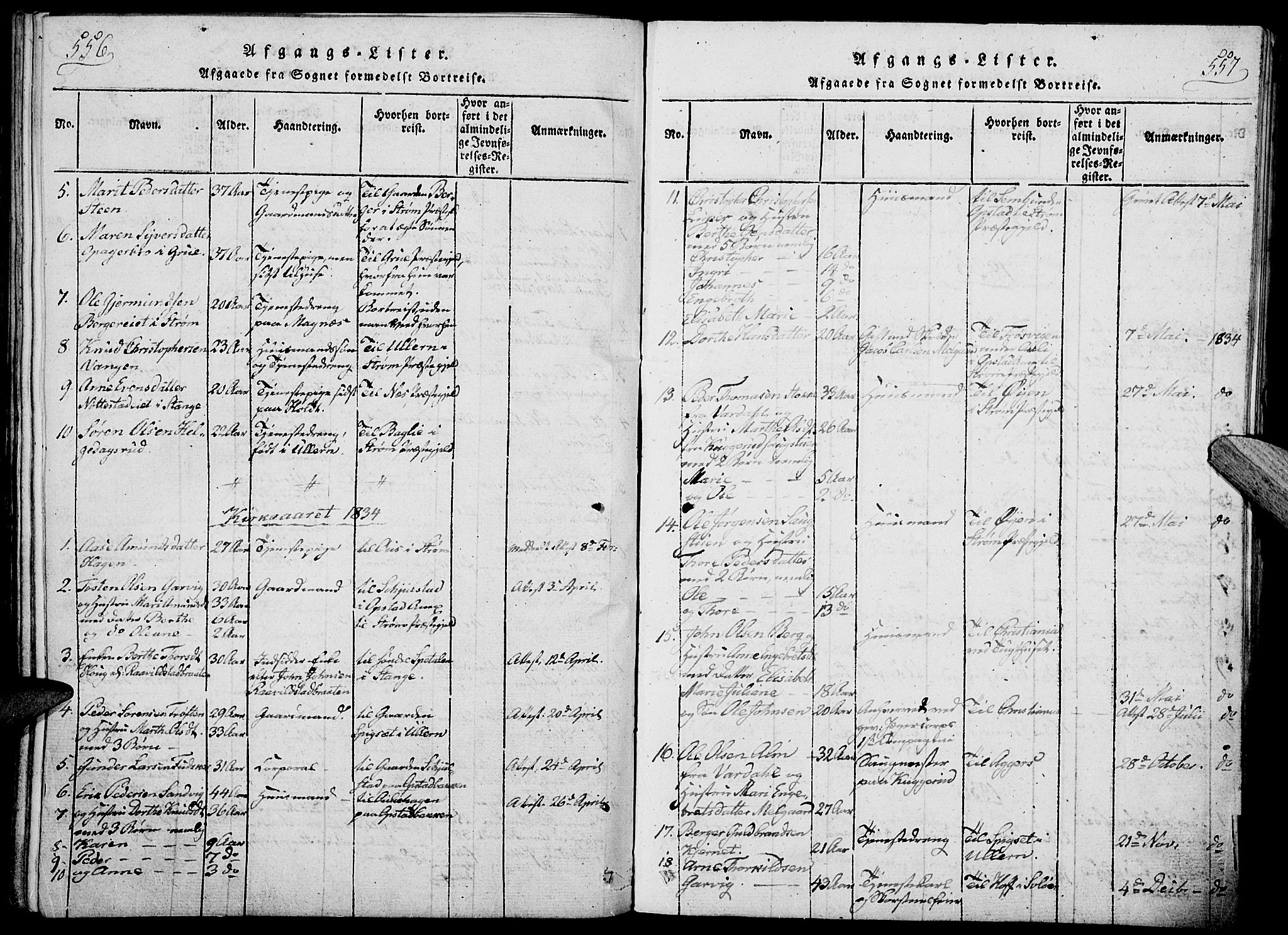 Nord-Odal prestekontor, SAH/PREST-032/H/Ha/Haa/L0001: Ministerialbok nr. 1, 1819-1838, s. 556-557