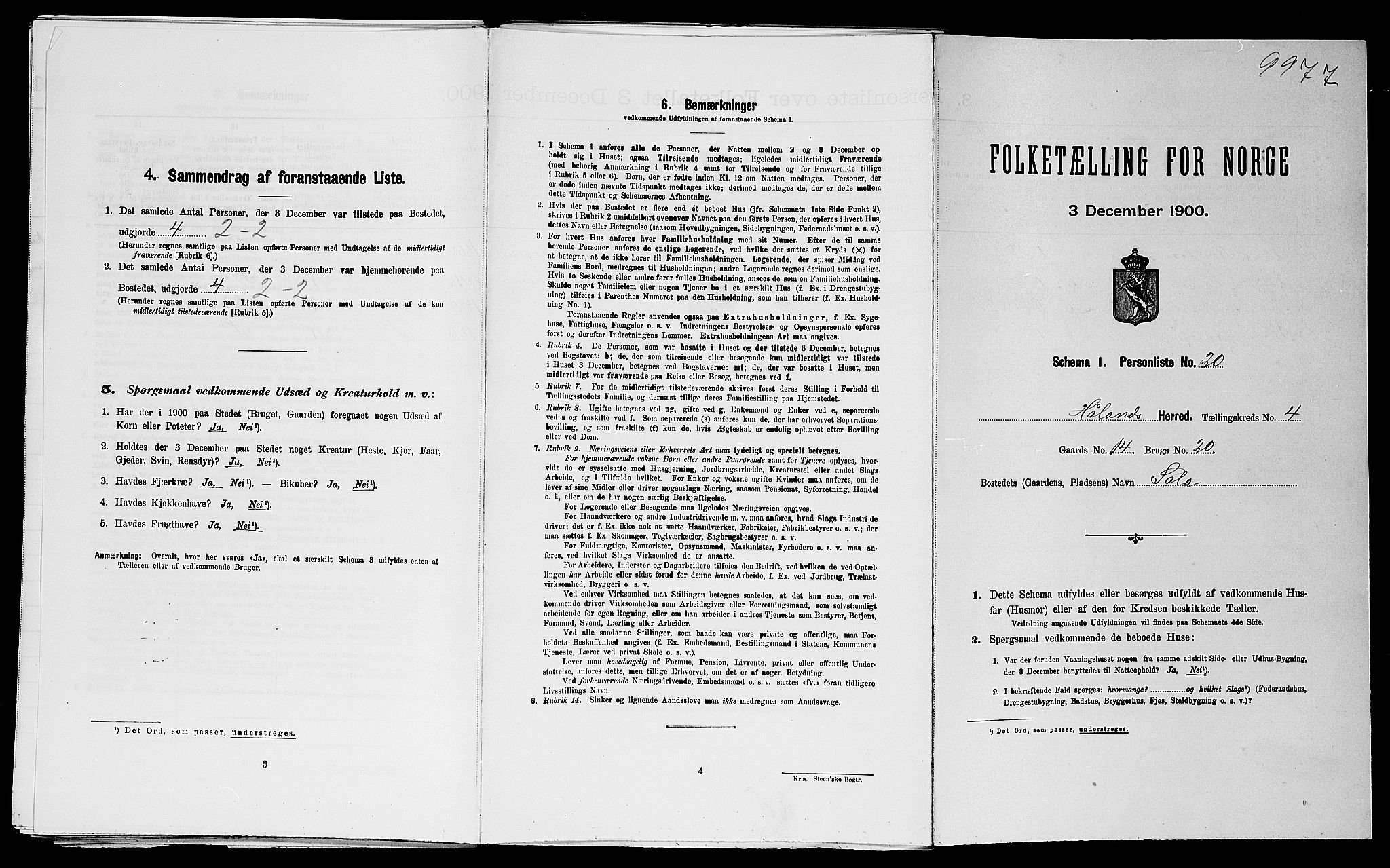 SAST, Folketelling 1900 for 1124 Haaland herred, 1900, s. 643
