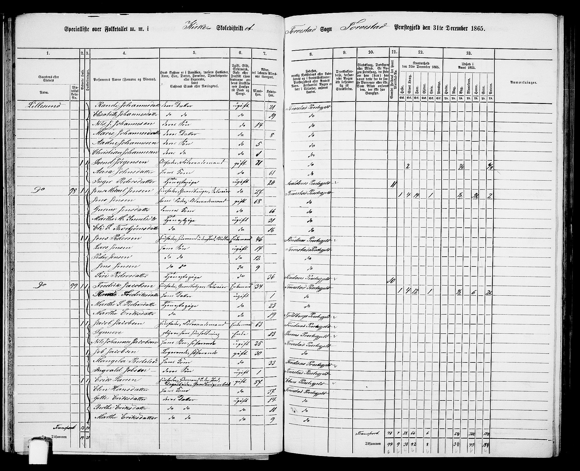 RA, Folketelling 1865 for 1152L Torvastad prestegjeld, Torvastad sokn, Skåre sokn og Utsira sokn, 1865, s. 45